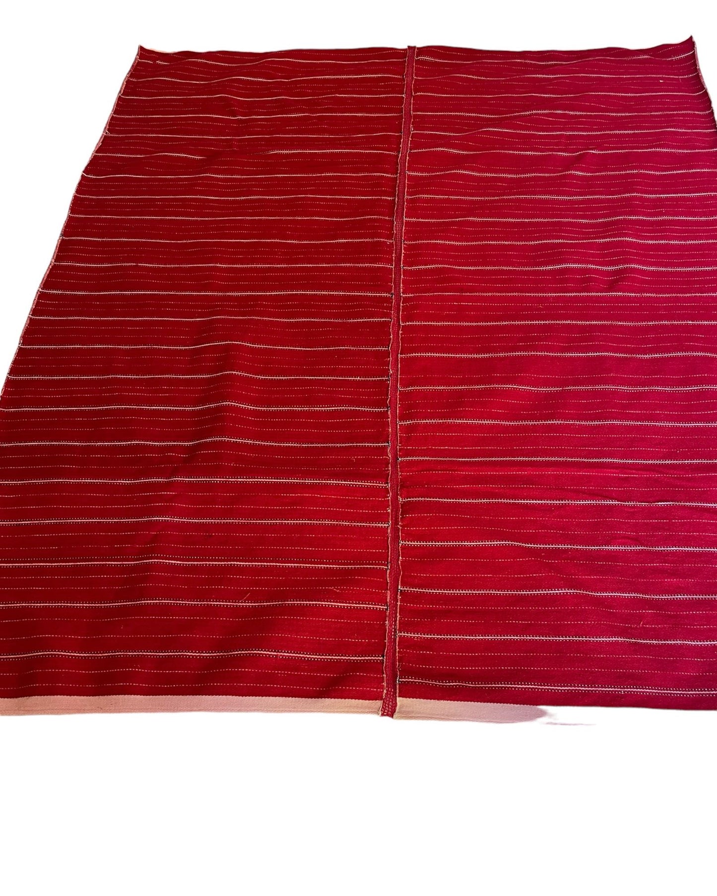 vintage striped red blue white hand loomed fabric upholstery cushions sewing material 