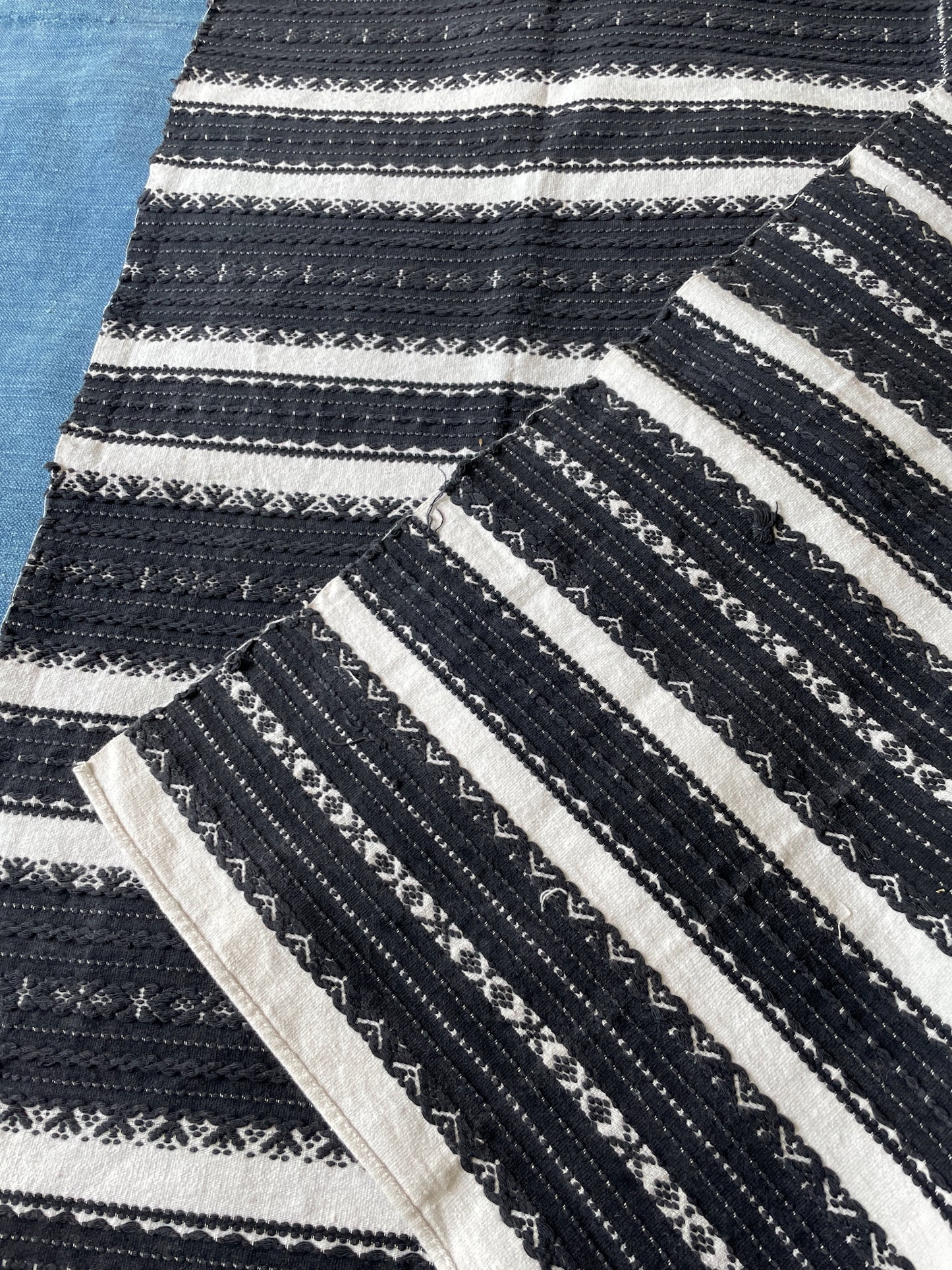 
                  
                    rustic black white fabric striped east european folk textile for cushions sewing upholstery boho 
                  
                
