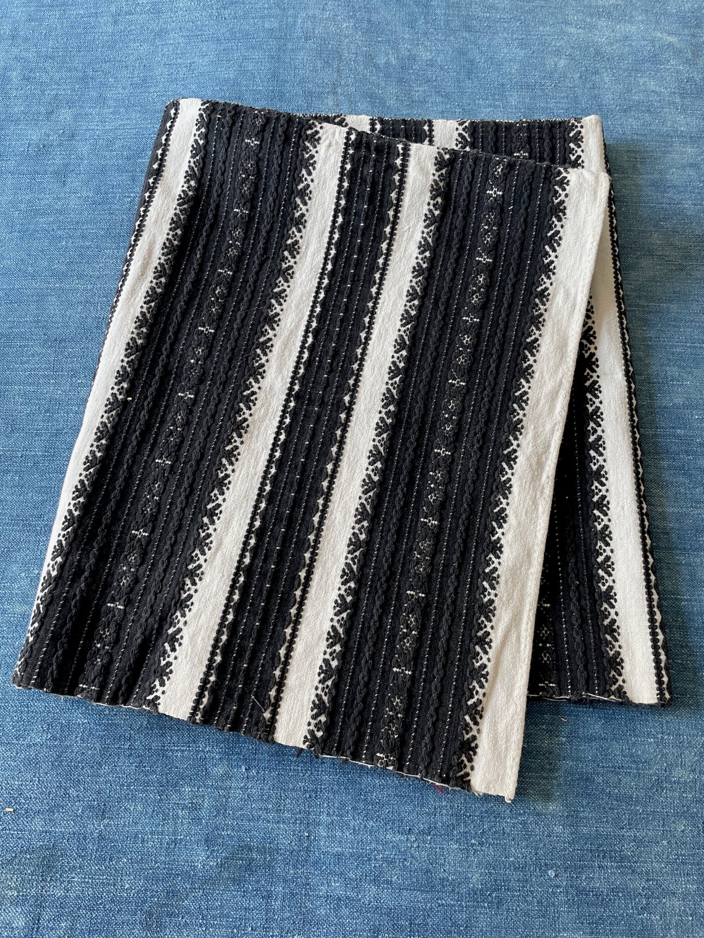 
                  
                    rustic black white fabric striped east european folk textile for cushions sewing upholstery boho 
                  
                