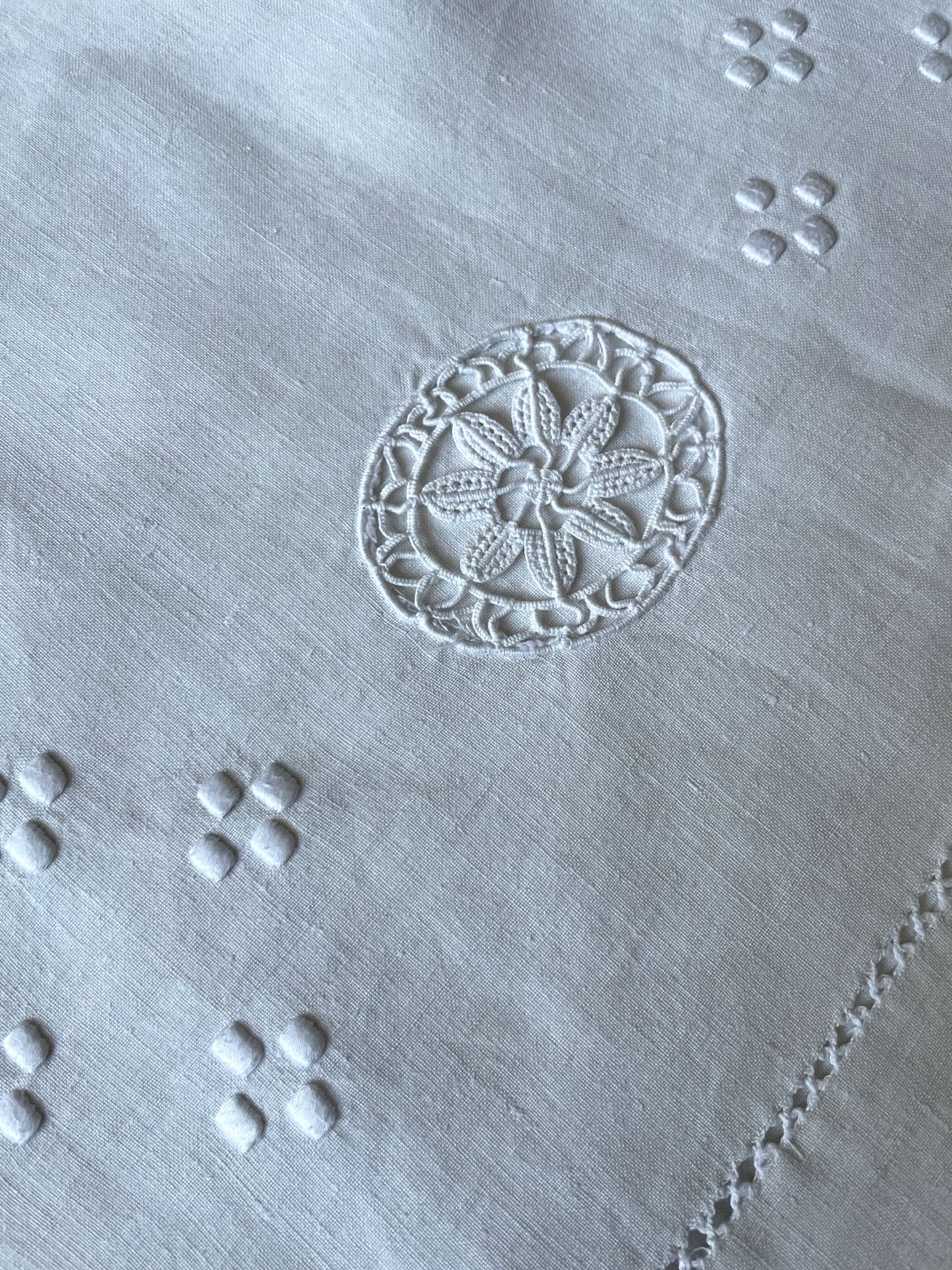 
                  
                    embroidered linen sheet monogrammed R cream linen flat sheet antique french bedding single
                  
                