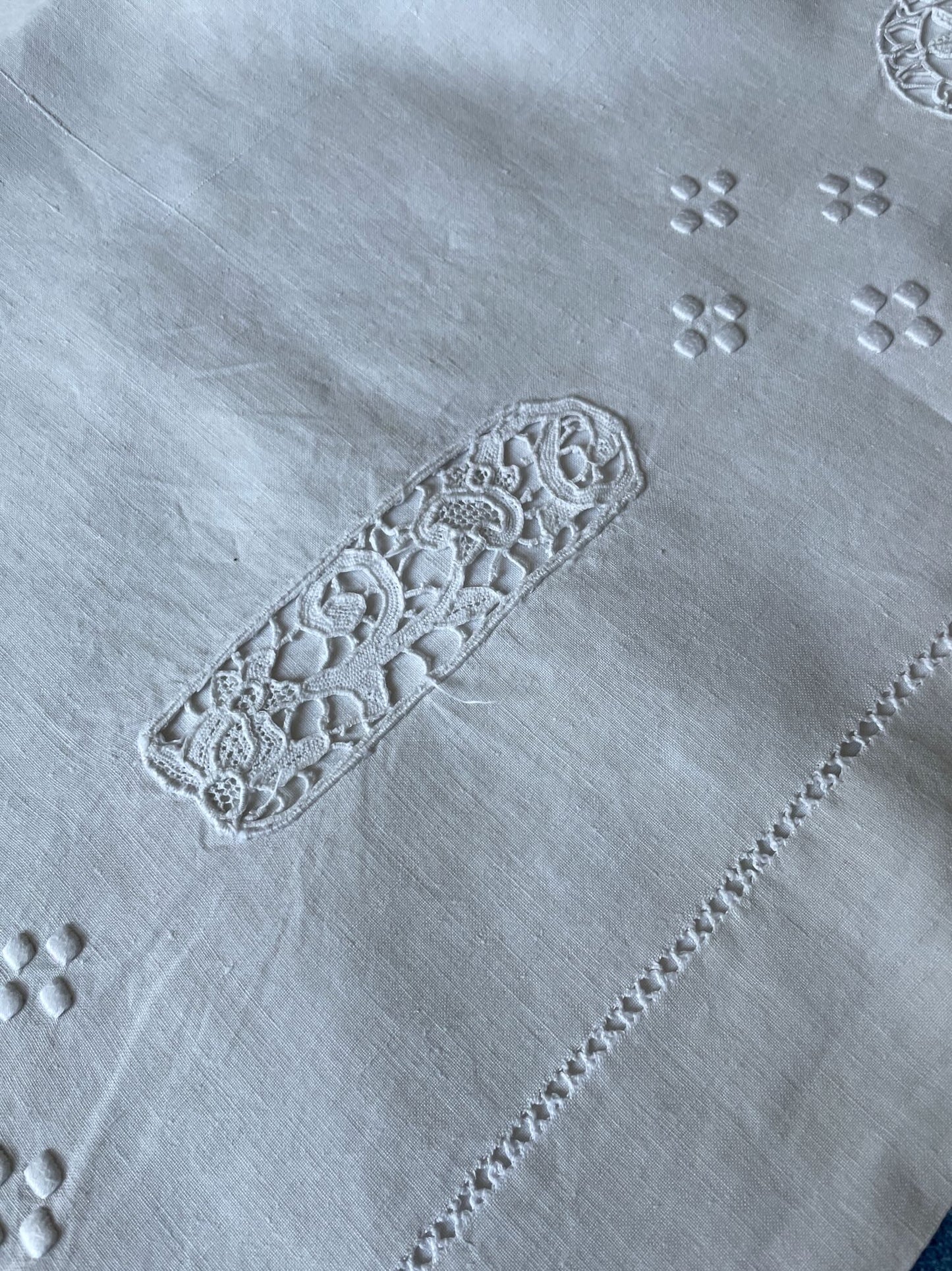 
                  
                    embroidered linen sheet monogrammed R cream linen flat sheet antique french bedding single
                  
                