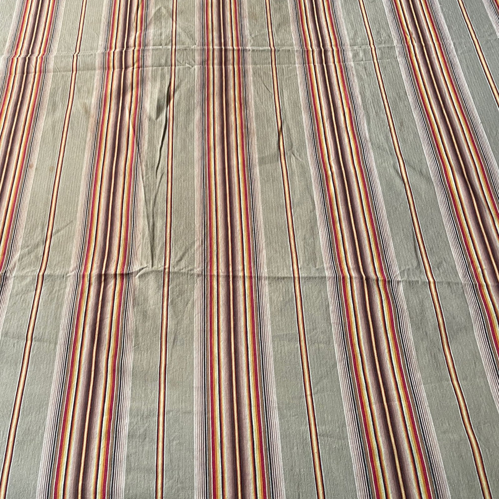 
                  
                    antique french stripe ticking beige orange red yellow striped upholstery fabric
                  
                