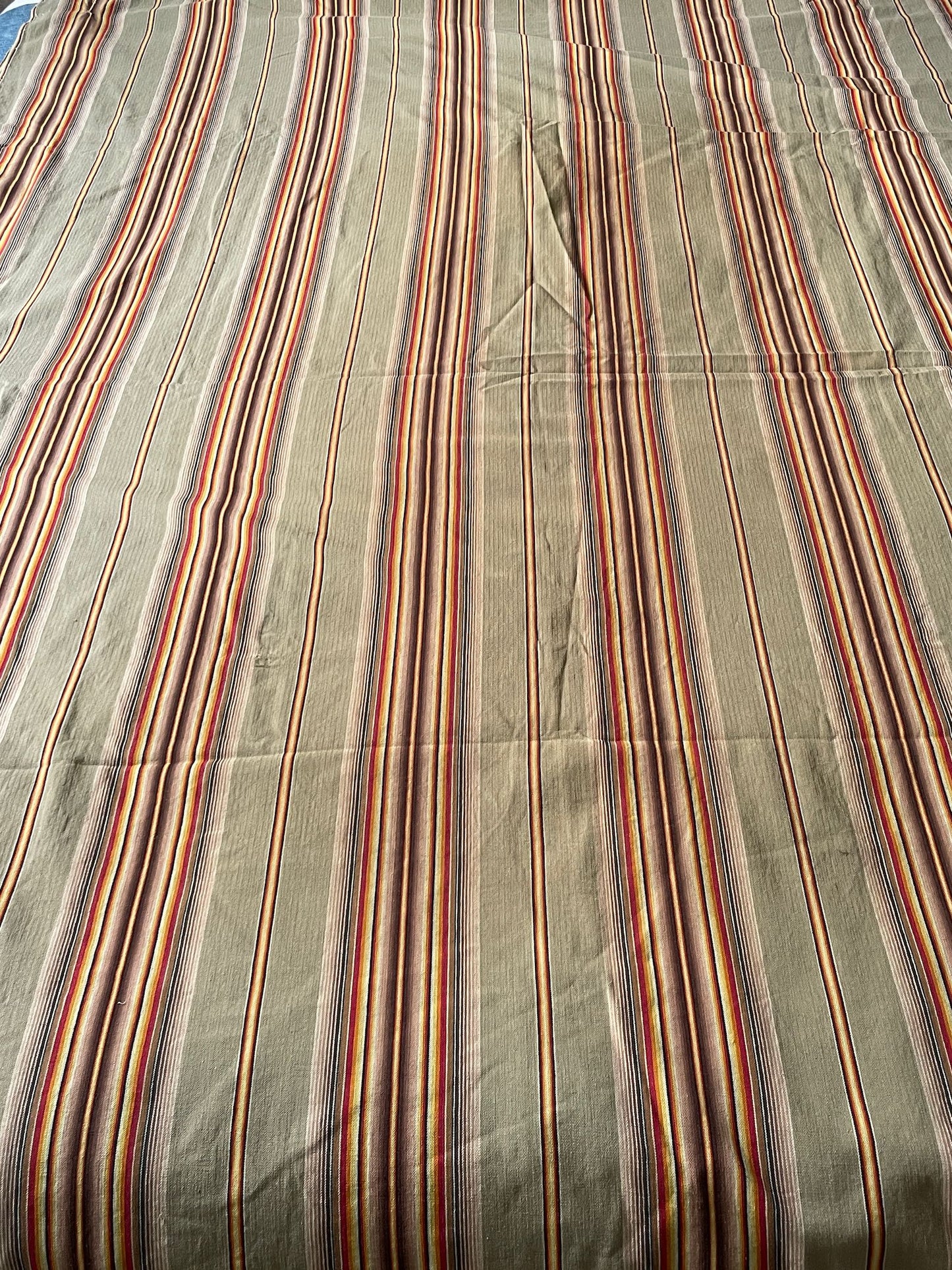 
                  
                    antique french stripe ticking beige orange red yellow striped upholstery fabric
                  
                