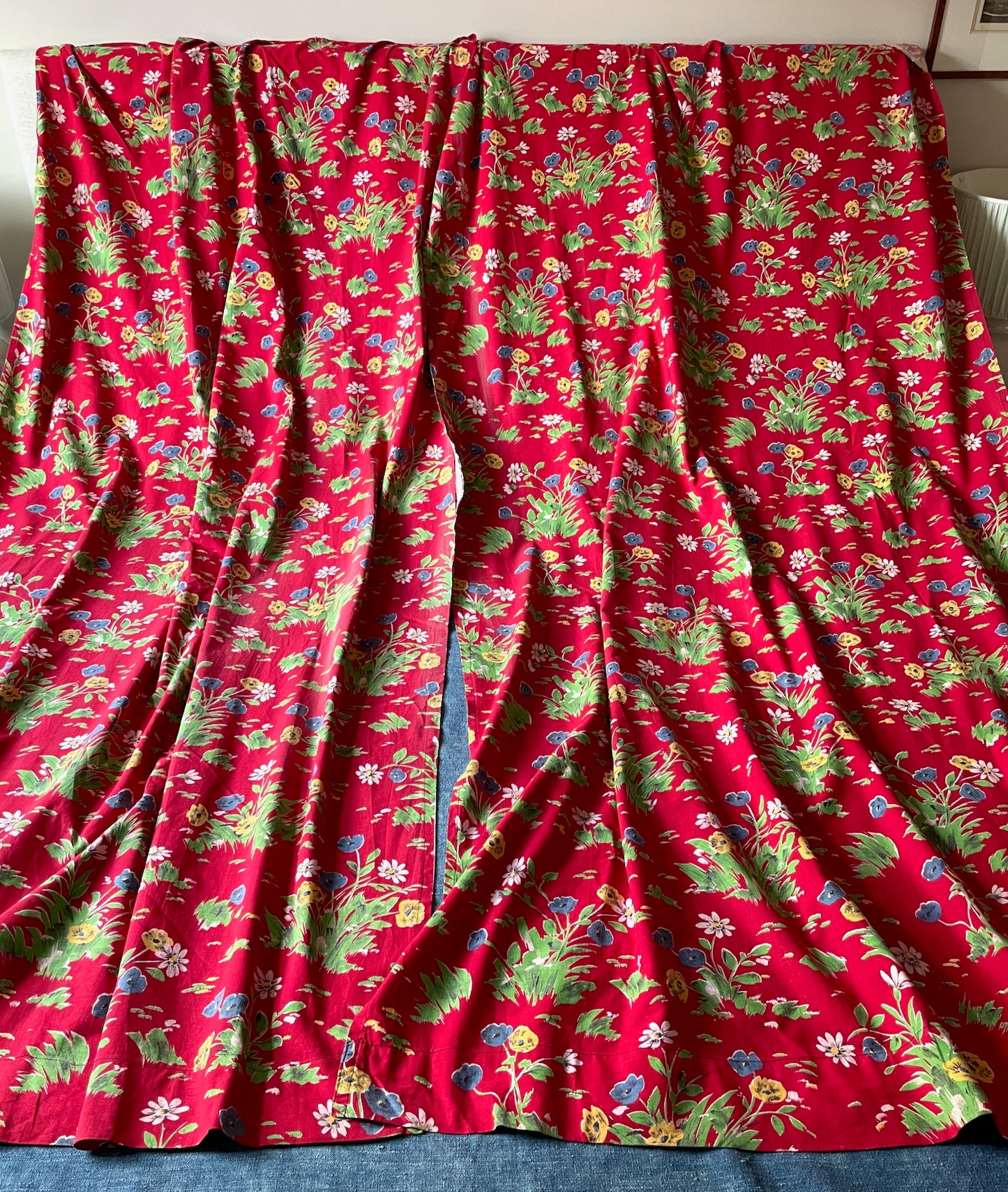 red flowery curtains pair floral patterned drapes in mid-weight cotton coloured window treatment