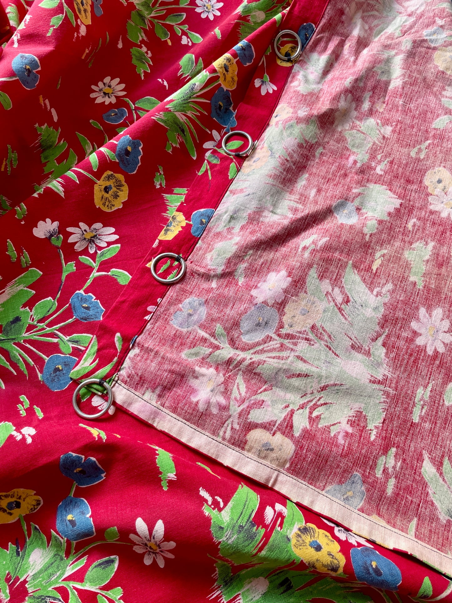 
                  
                    red flowery curtains pair floral patterned drapes in mid-weight cotton coloured window treatment
                  
                