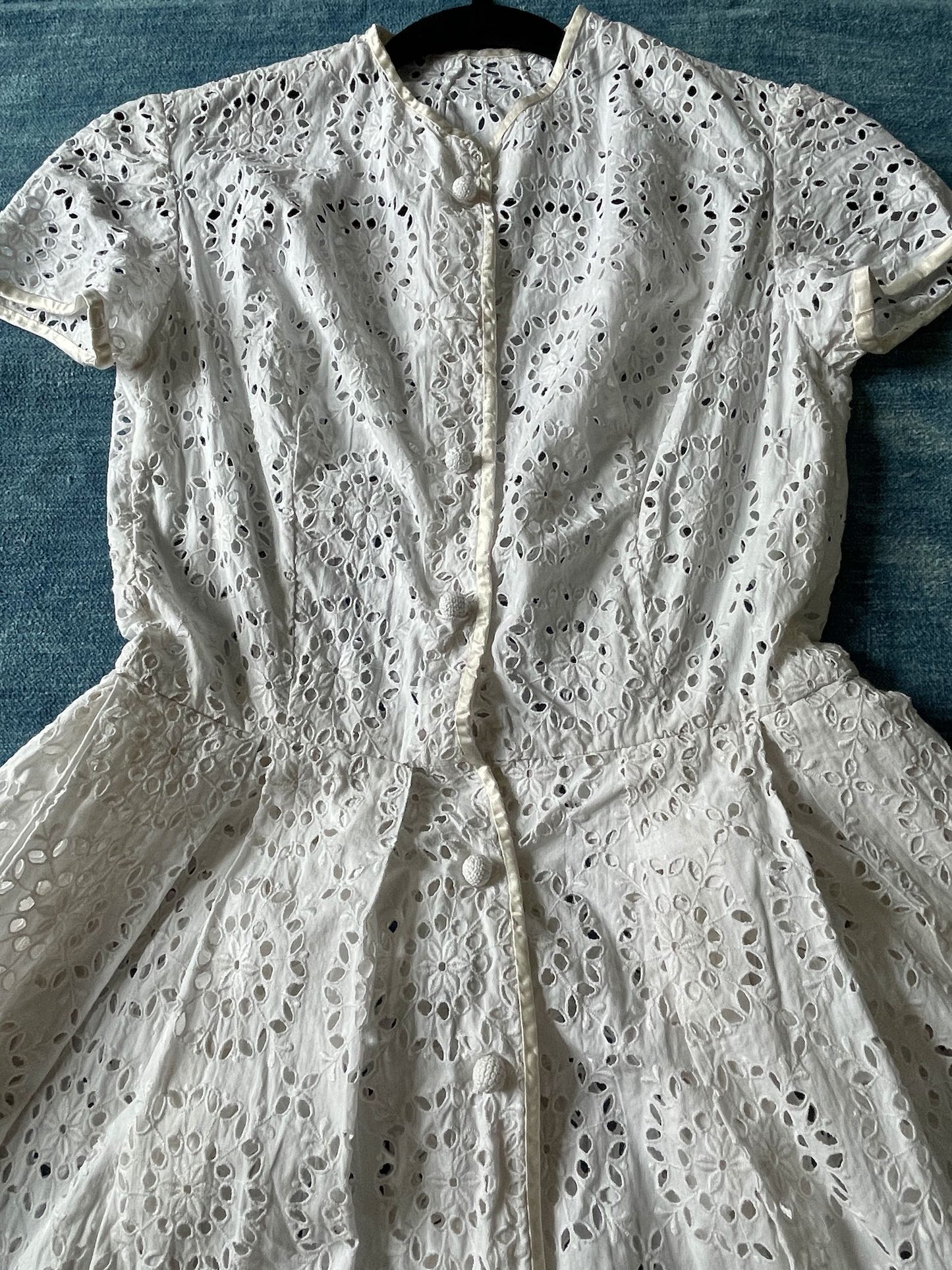 vintage french broderie anglaise dress extra small lace dress 1950s style