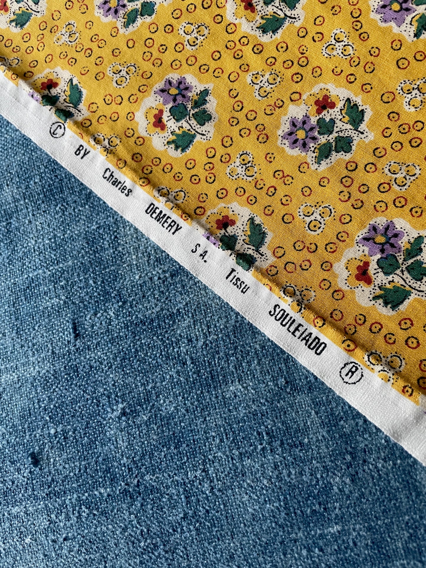 
                  
                    yellow floral cotton print sewing fabric material curtains cushions dress-making souleiado provence
                  
                