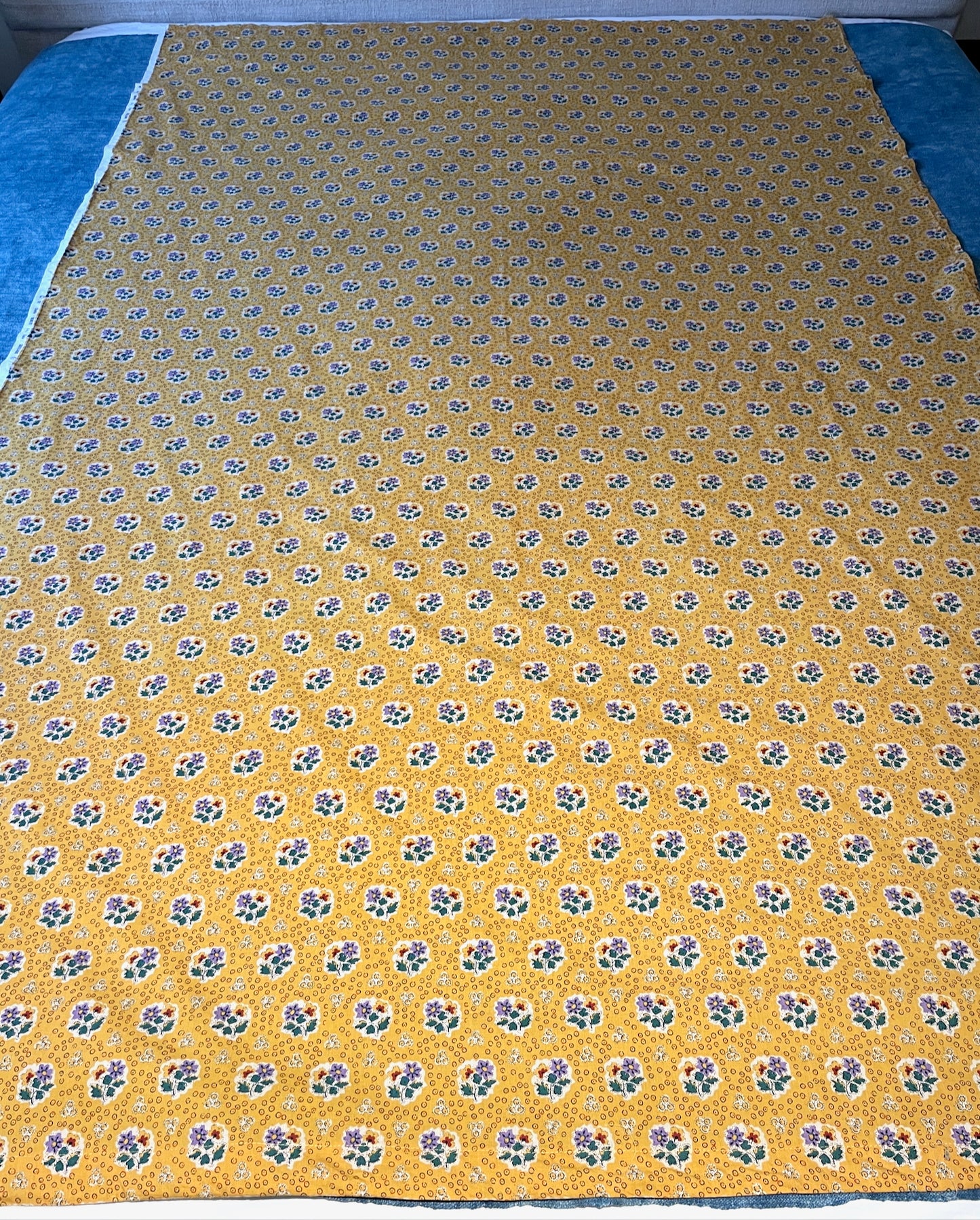 yellow floral cotton print sewing fabric material curtains cushions dress-making souleiado provence