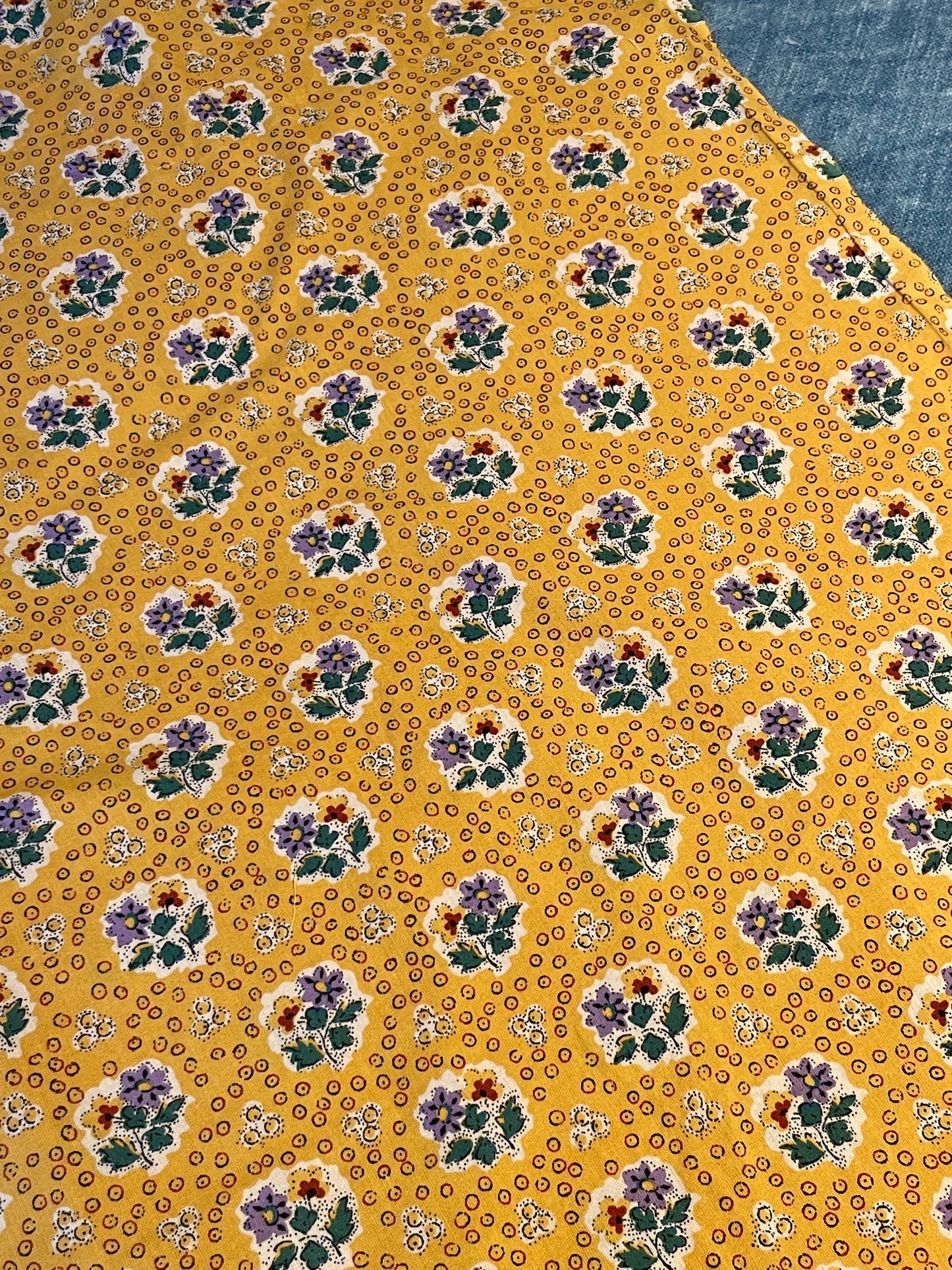 yellow floral cotton print sewing fabric material curtains cushions dress-making souleiado provence