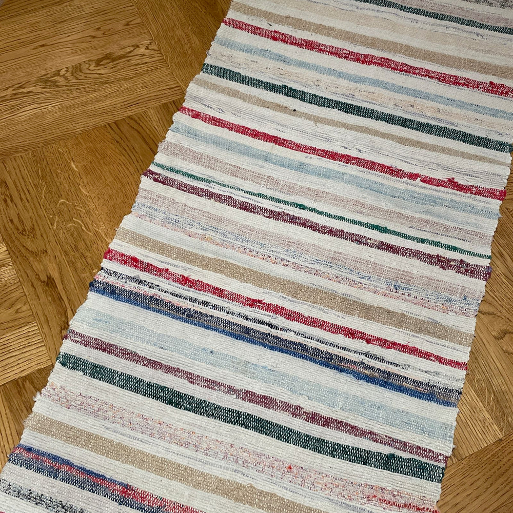 multi colour rug cotton floor runner kitchen mat striped pink red blue washable