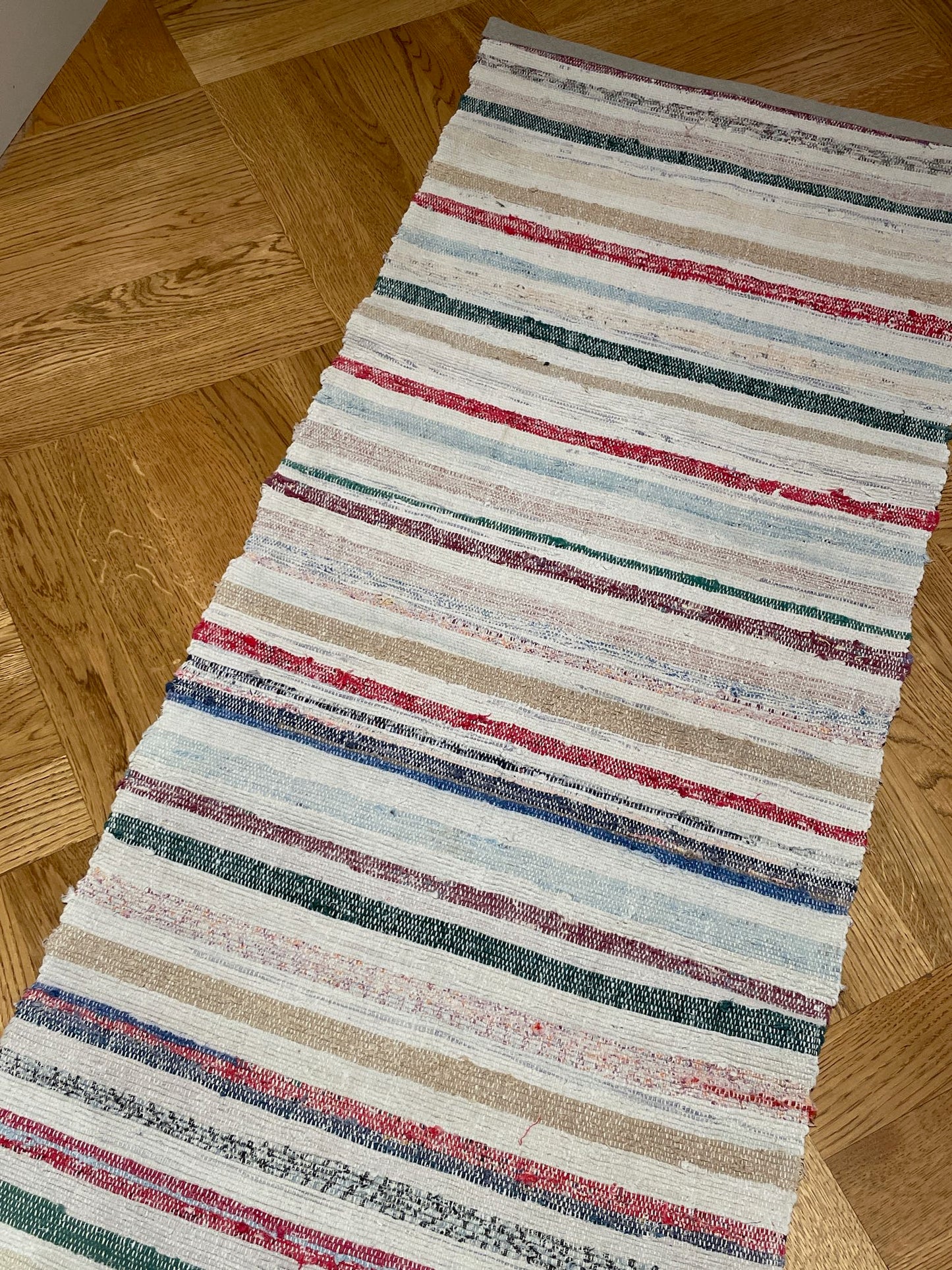 multi colour rug cotton floor runner kitchen mat striped pink red blue washable