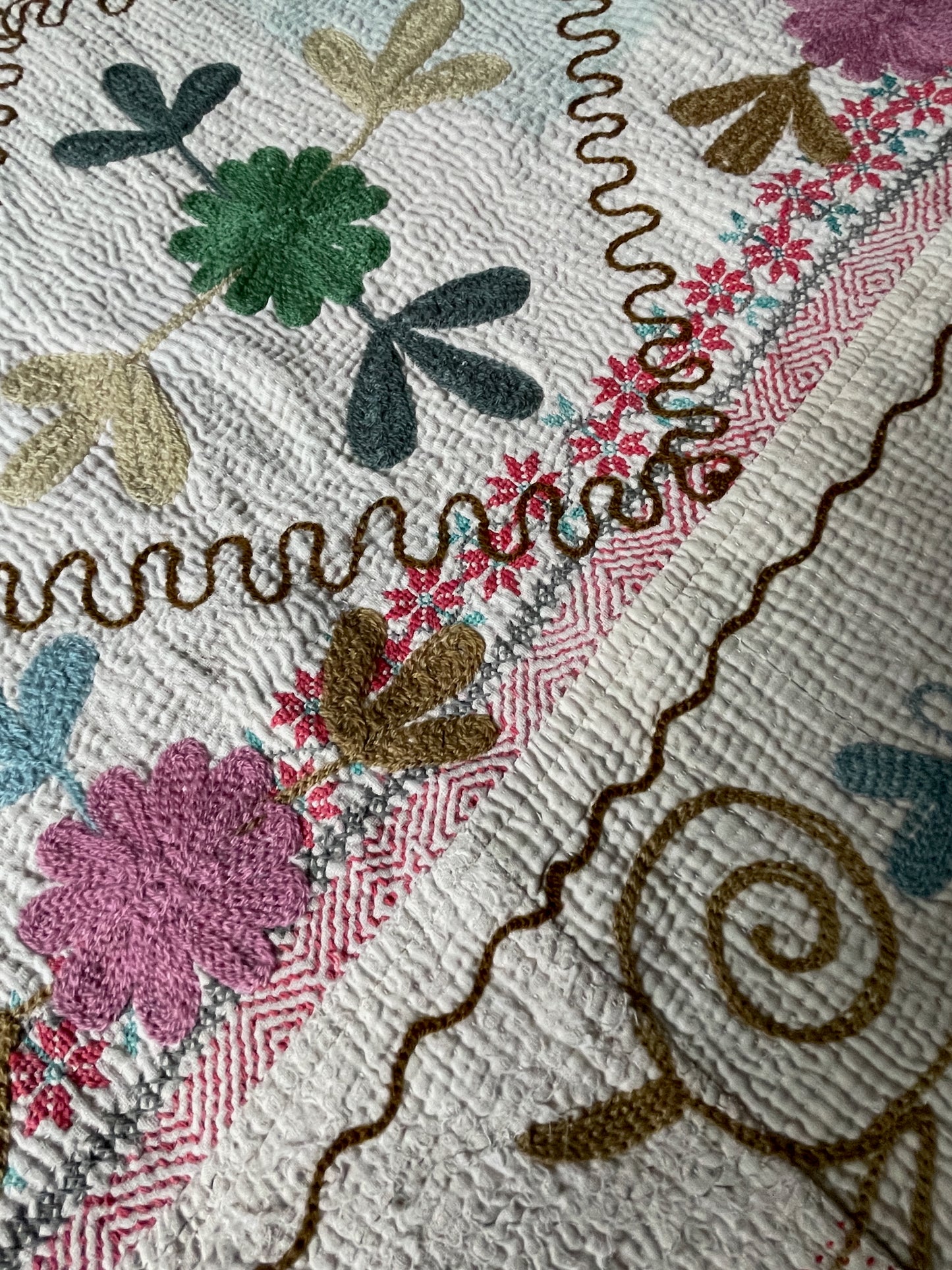
                  
                    white pink blue pretty pastel sofa throw single quilt cotton comforter embroidered washable
                  
                