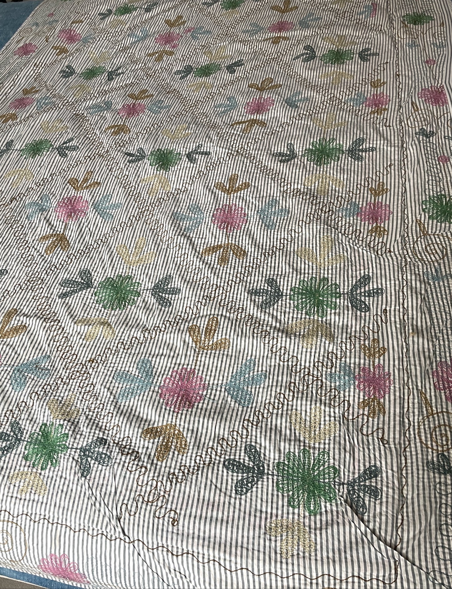
                  
                    white pink blue pretty pastel sofa throw single quilt cotton comforter embroidered  reversible
                  
                