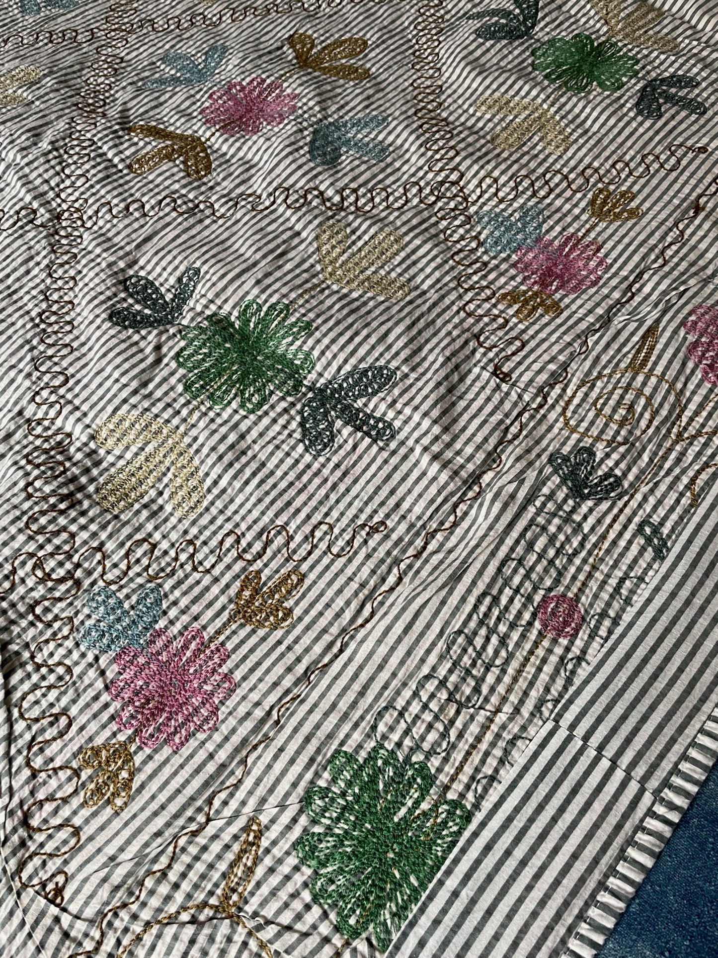 
                  
                    white pink blue pretty pastel sofa throw single quilt cotton comforter embroidered  reversible
                  
                