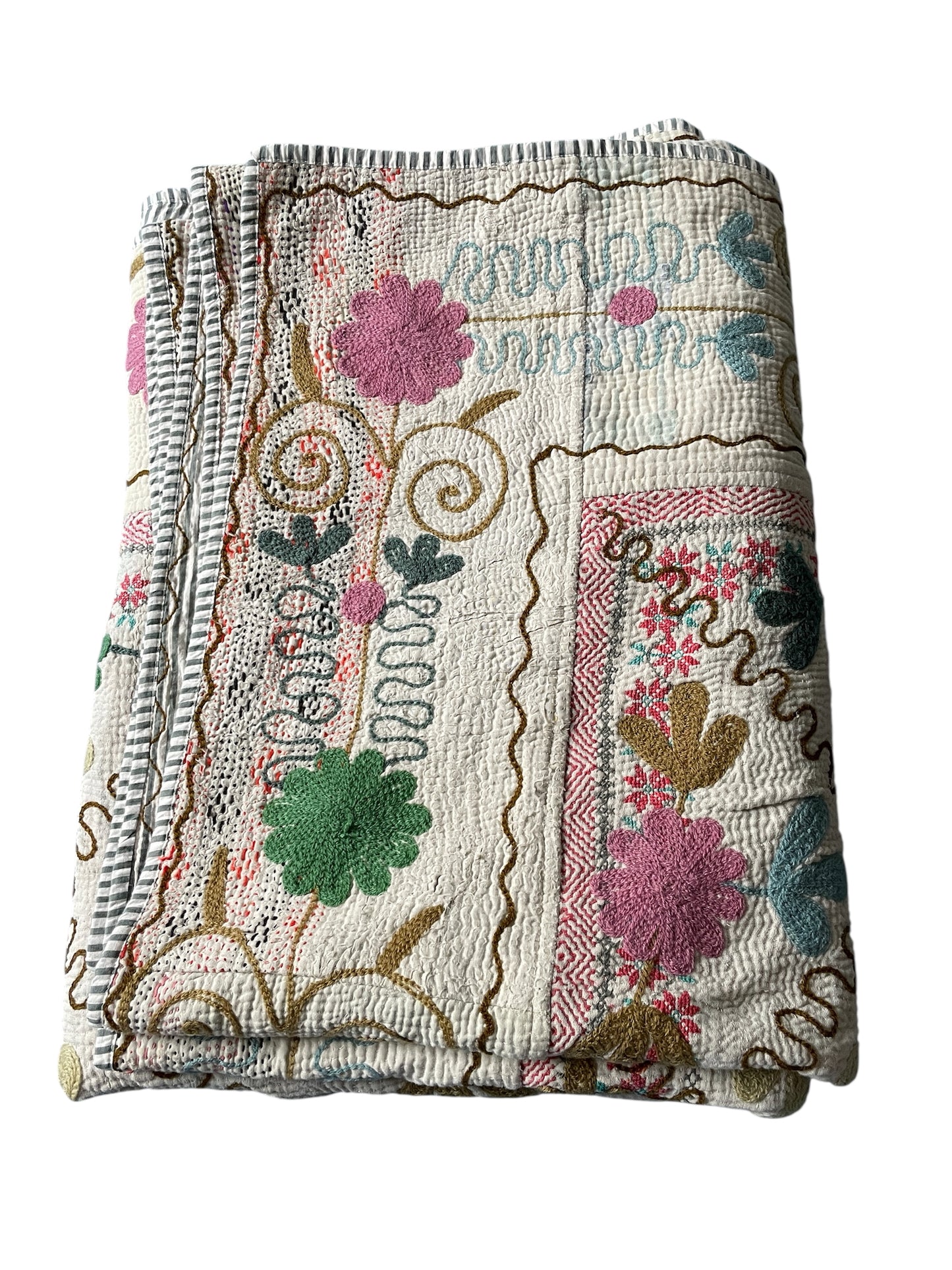 
                  
                    white pink blue pretty pastel sofa throw single quilt cotton comforter embroidered washable
                  
                