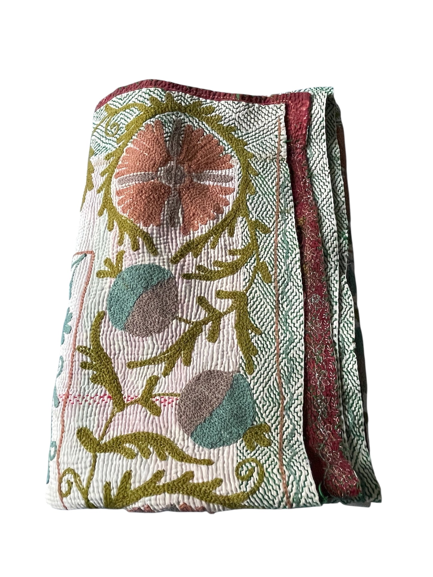 
                  
                    soft green blue teal colours on vintage kantha quilt cotton comforter large washable sofa throw UK
                  
                