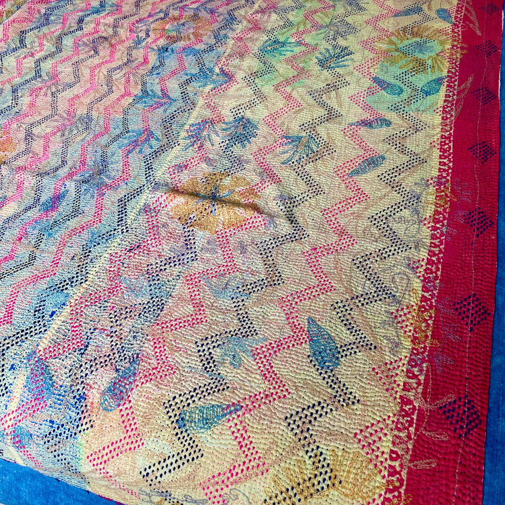 
                  
                    pink pretty kantha bedspread embroidered suzani quilt sofa throw washable
                  
                