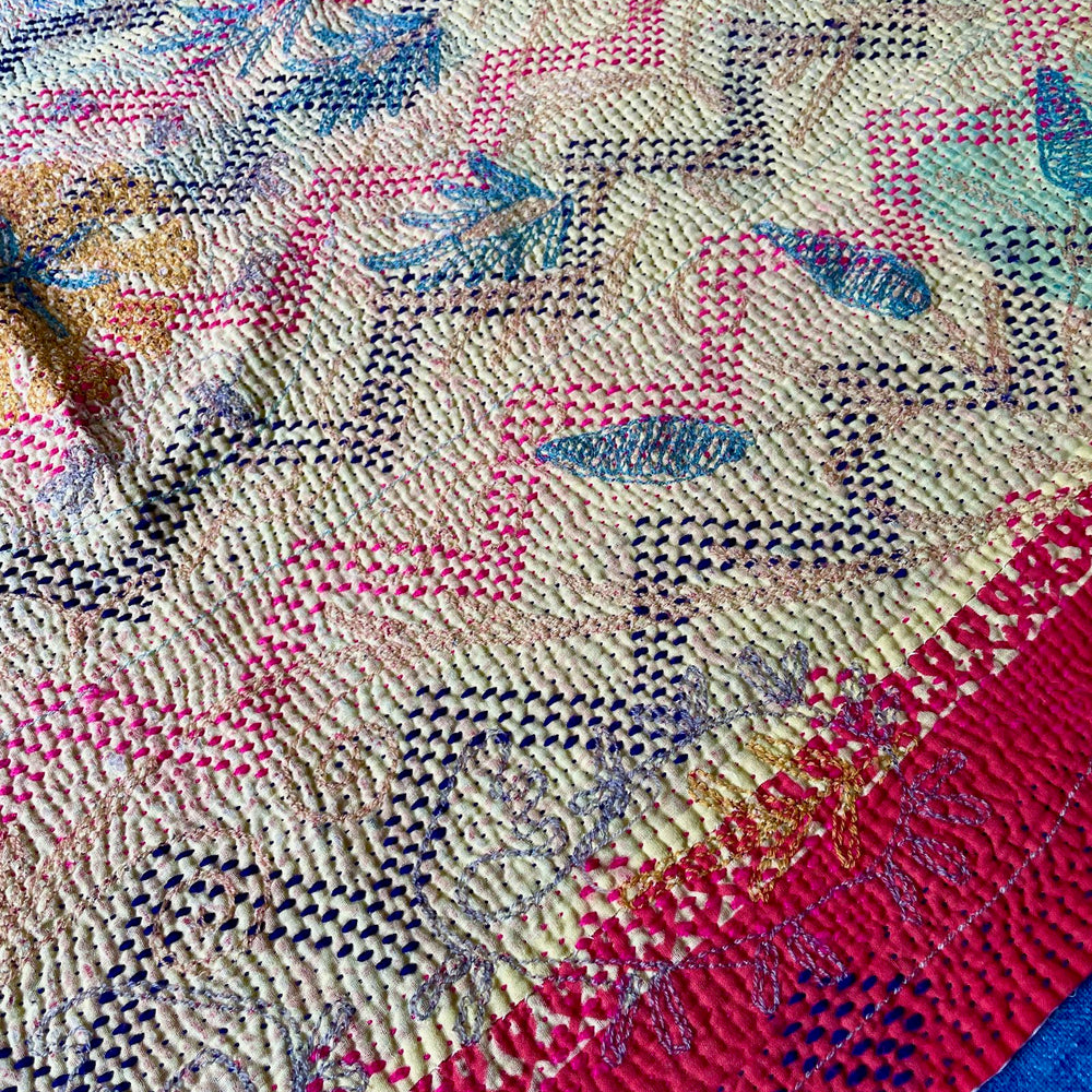 
                  
                    pink pretty kantha bedspread embroidered suzani quilt sofa throw washable
                  
                