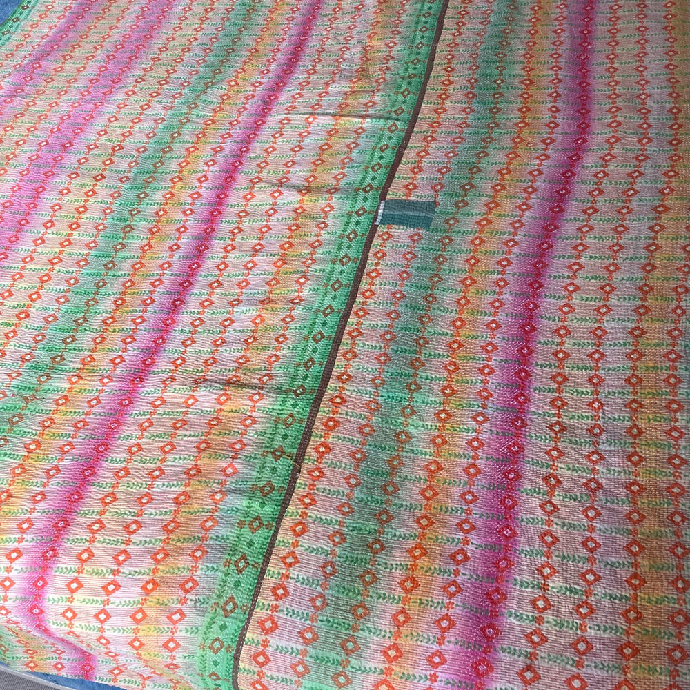 pretty rainbow colour kantha quilt large cotton bedspread washable comforter sofa throw