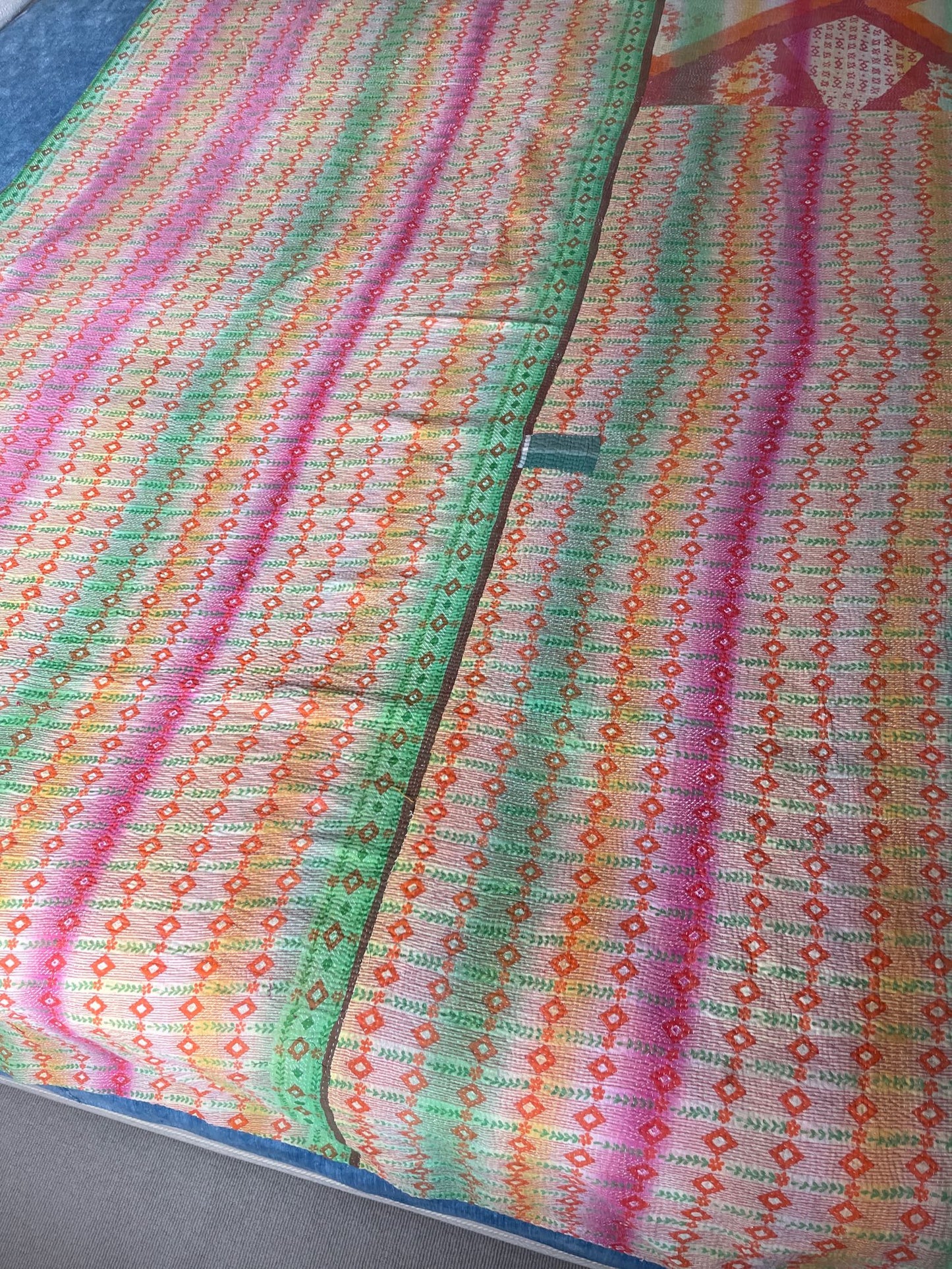 pretty rainbow colour kantha quilt large cotton bedspread washable comforter sofa throw