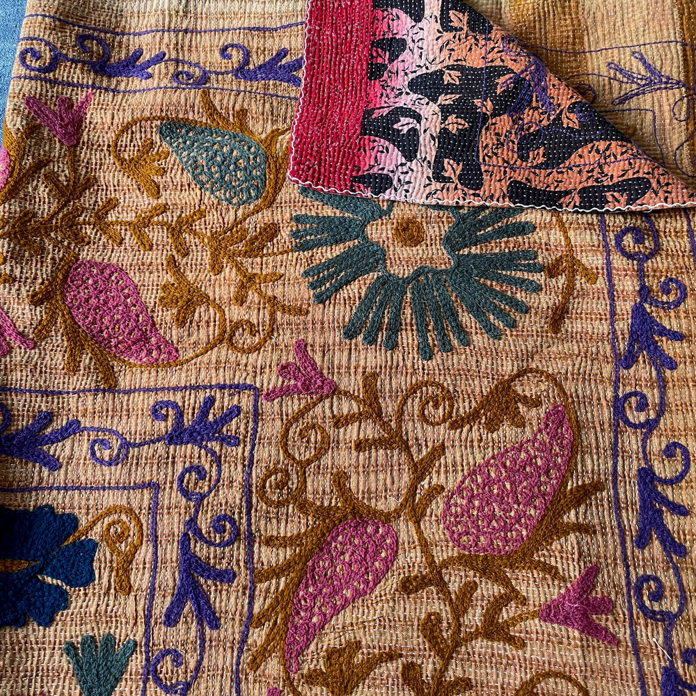 
                  
                    colourful embroidered suzani style bedspread kantha quilt cotton comforter washable sofa throw
                  
                