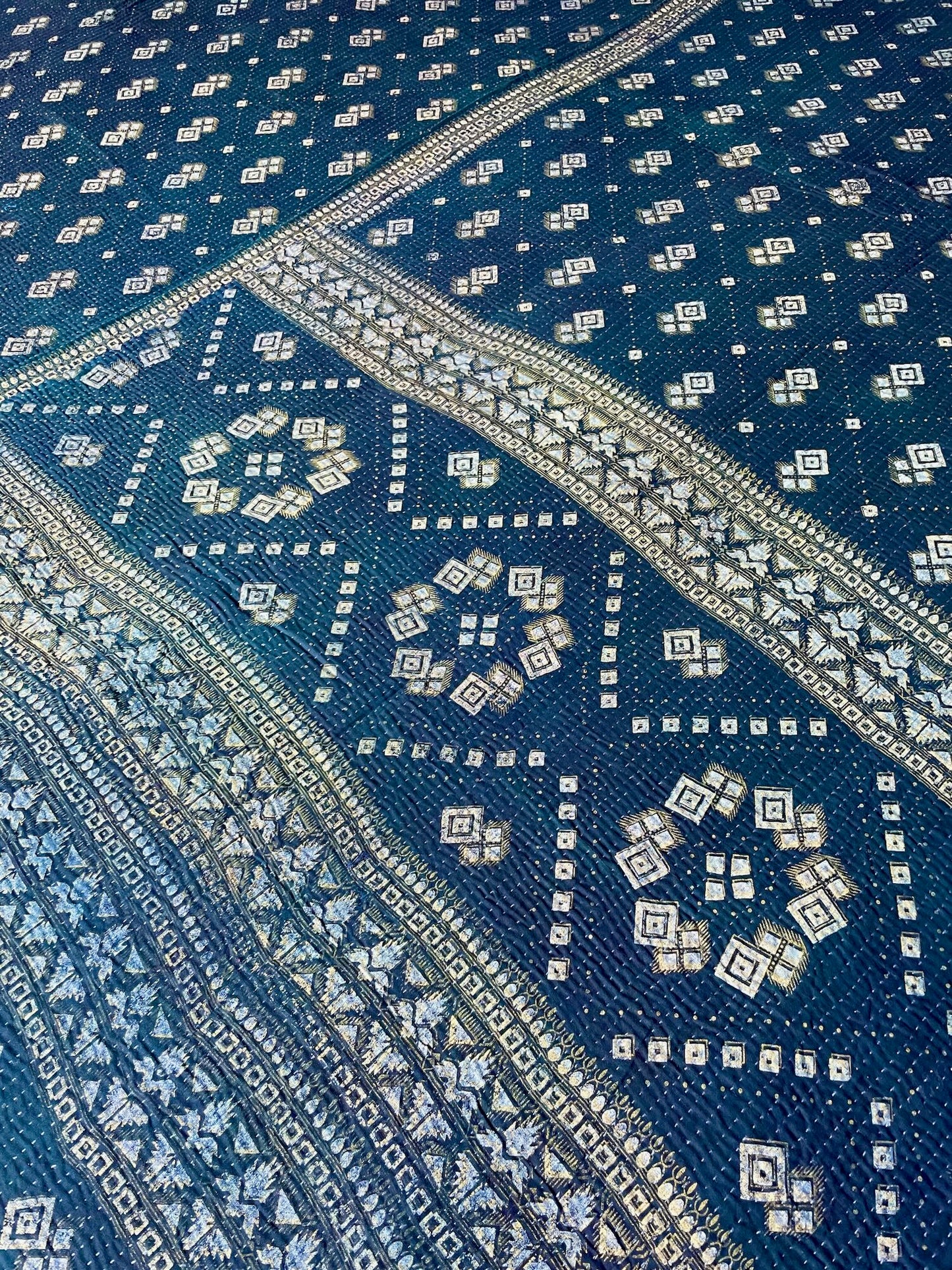 
                  
                    deep blue indigo navy quilt throw light weight bedspread washable hand stitched cotton comforter
                  
                