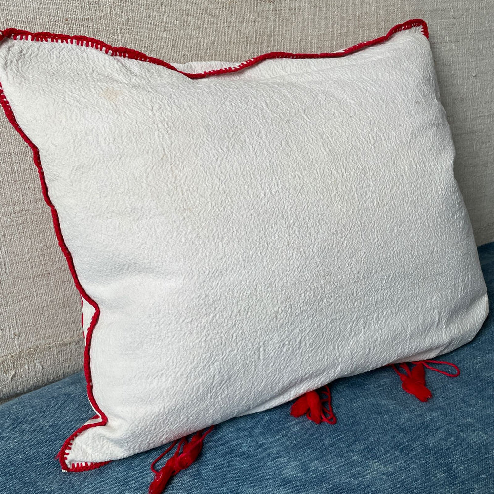 
                  
                    red irasos hand embroidered cushion cover couch pillow vintage folk textile 
                  
                