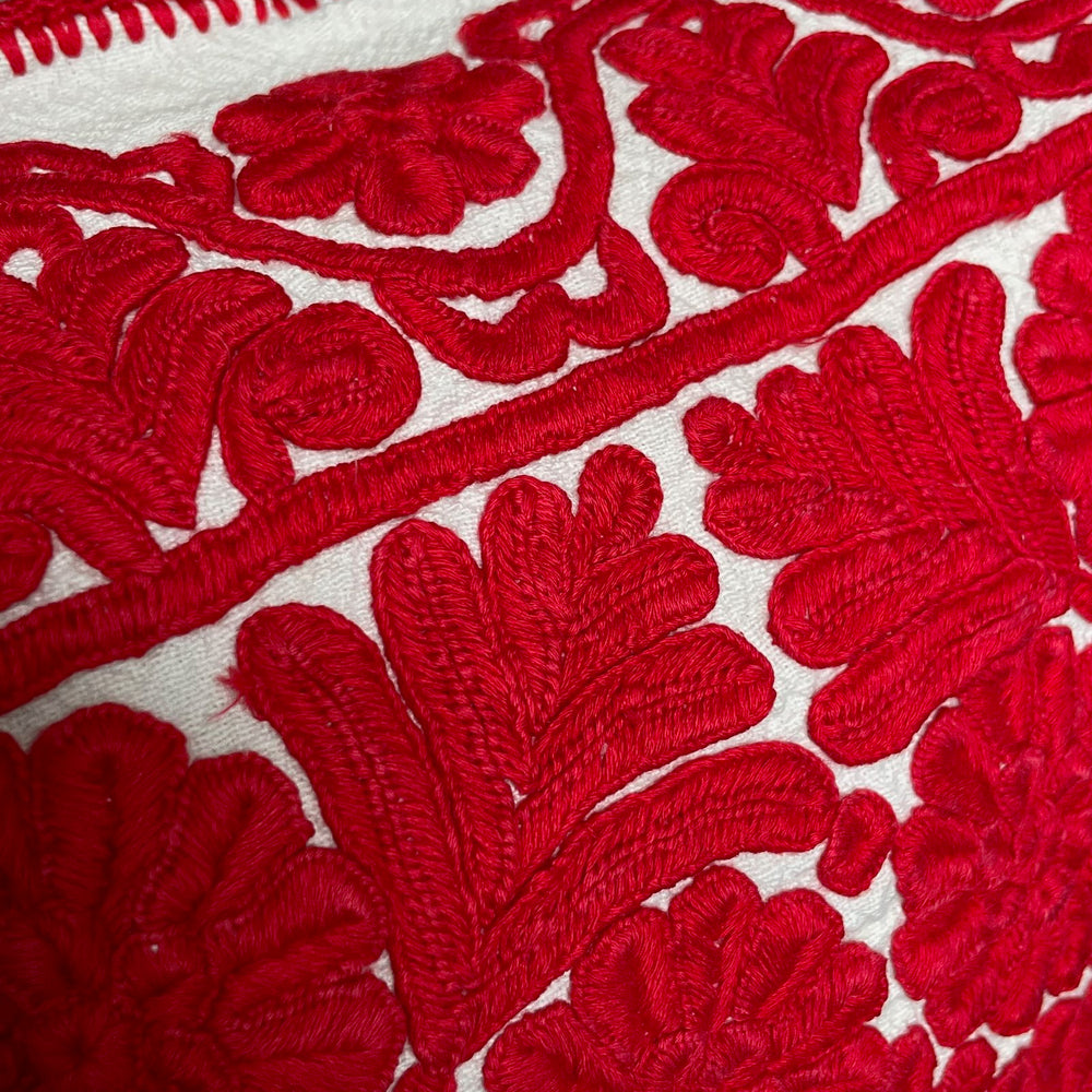 
                  
                    red irasos hand embroidered cushion cover couch pillow vintage folk textile 
                  
                