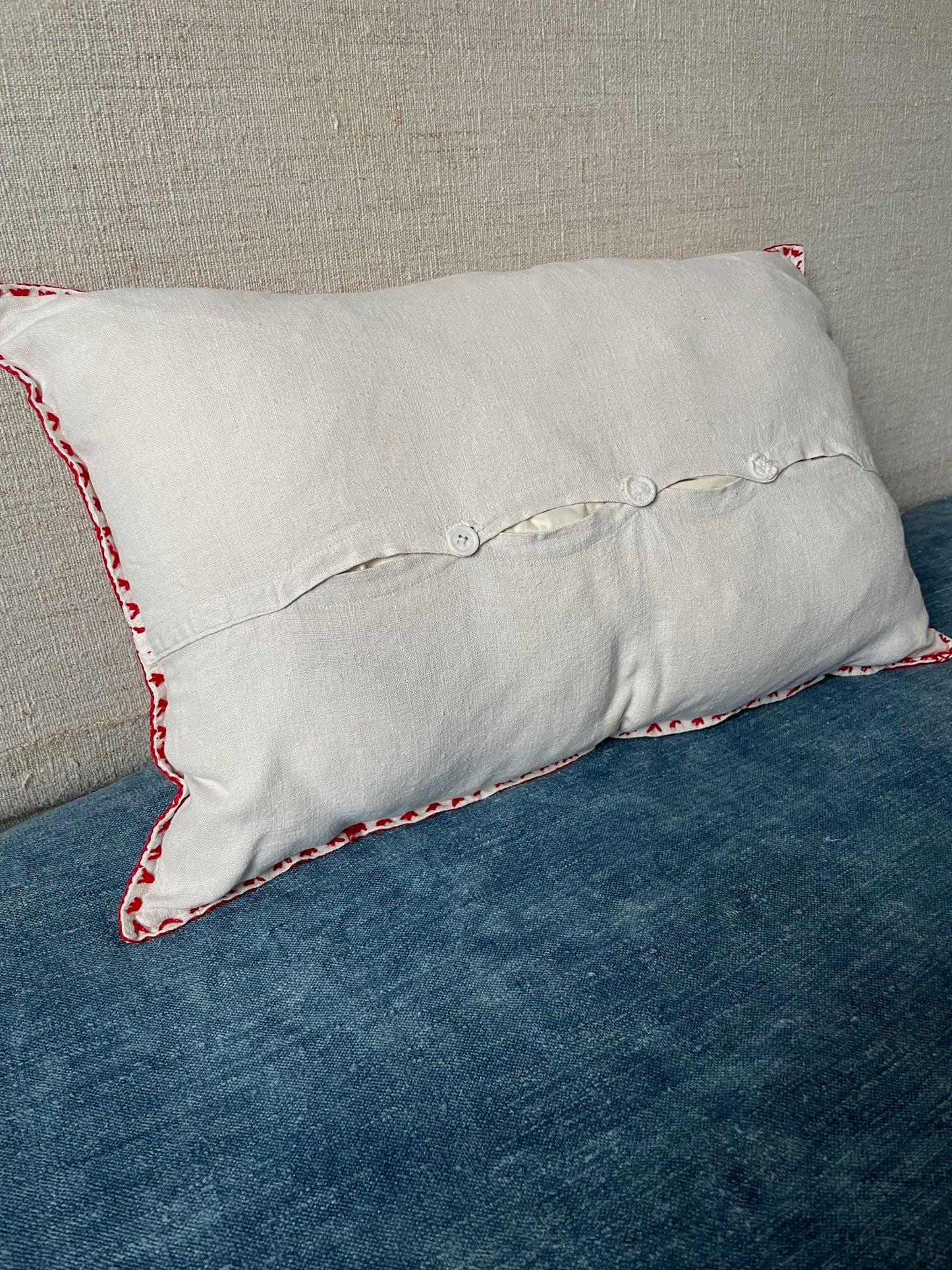 
                  
                    red white cross stitch cushion hand embroidered folk textile couch pillow boho
                  
                