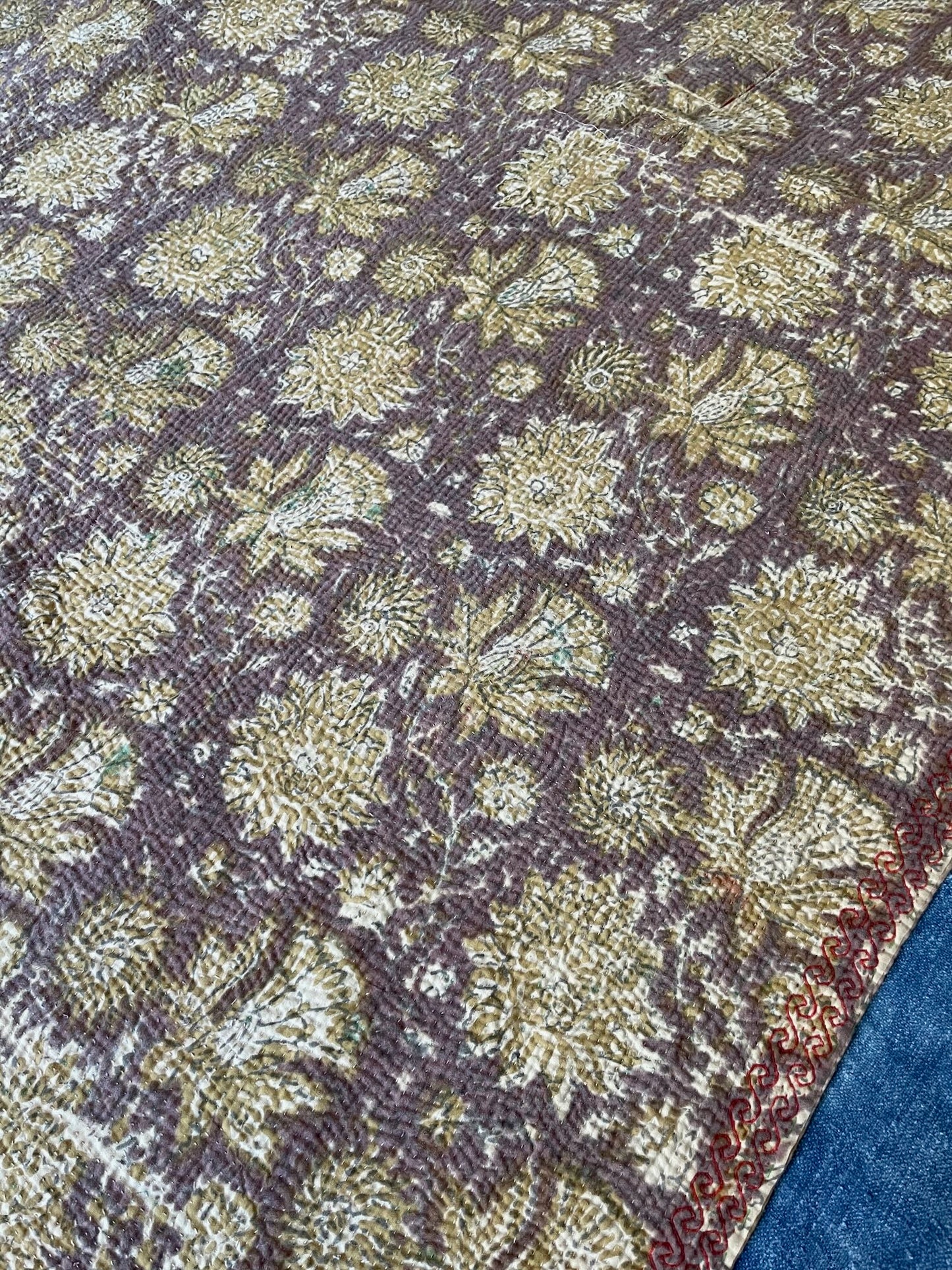 
                  
                    brown mustard colour bedspread kantha quilt block printed cotton comforter arge sofa throw boho 
                  
                