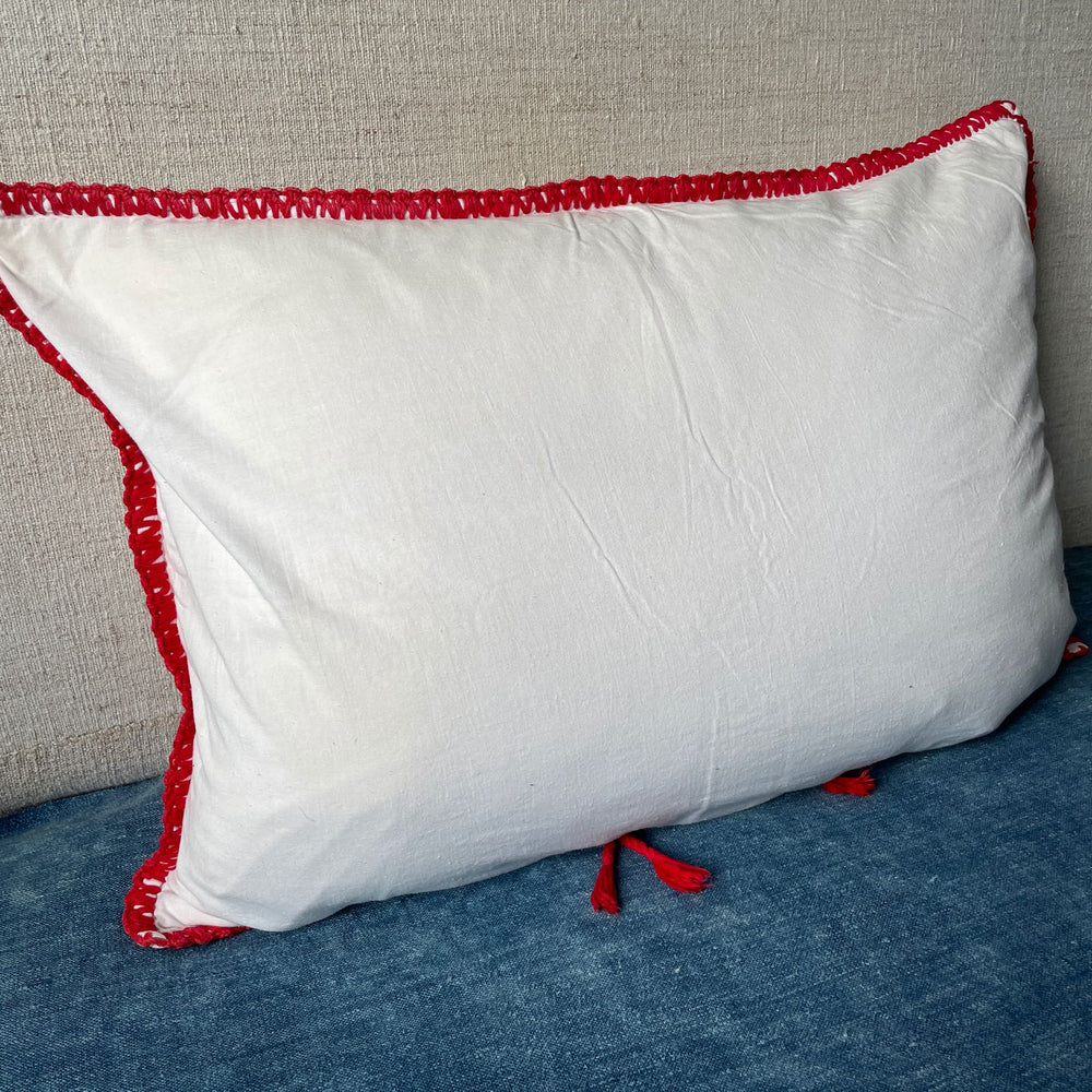 
                  
                    red embroidered folk art cushion irasos pillow hungarian folk art textile large couch cushion
                  
                