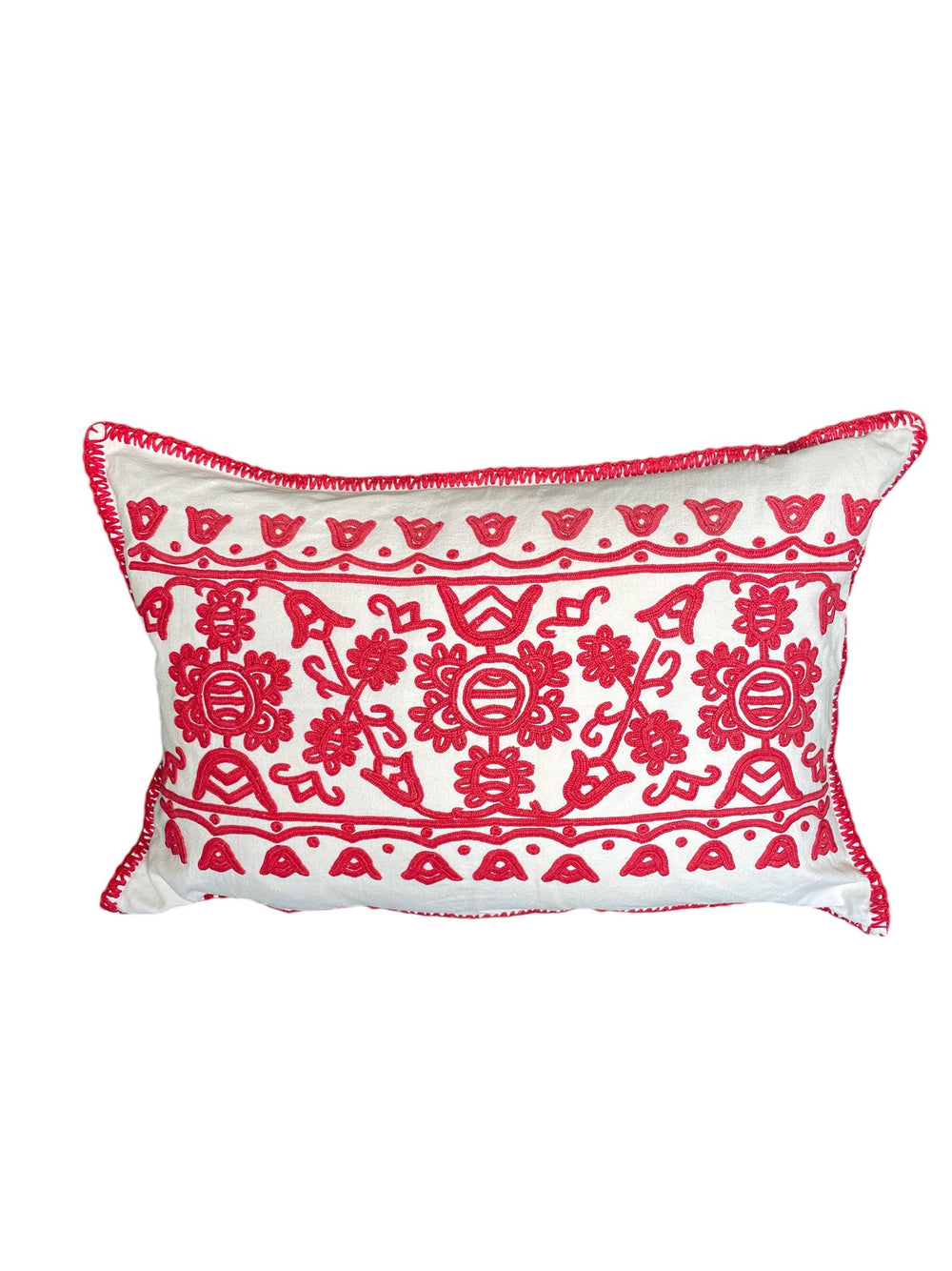 red embroidered folk art cushion irasos pillow hungarian folk art textile large couch cushion