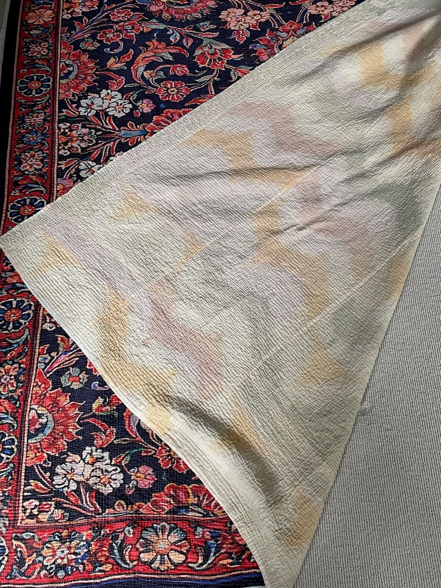
                  
                    persian carpet patterned kantha quilt dark red black rug like bedspread cotton washable single size
                  
                