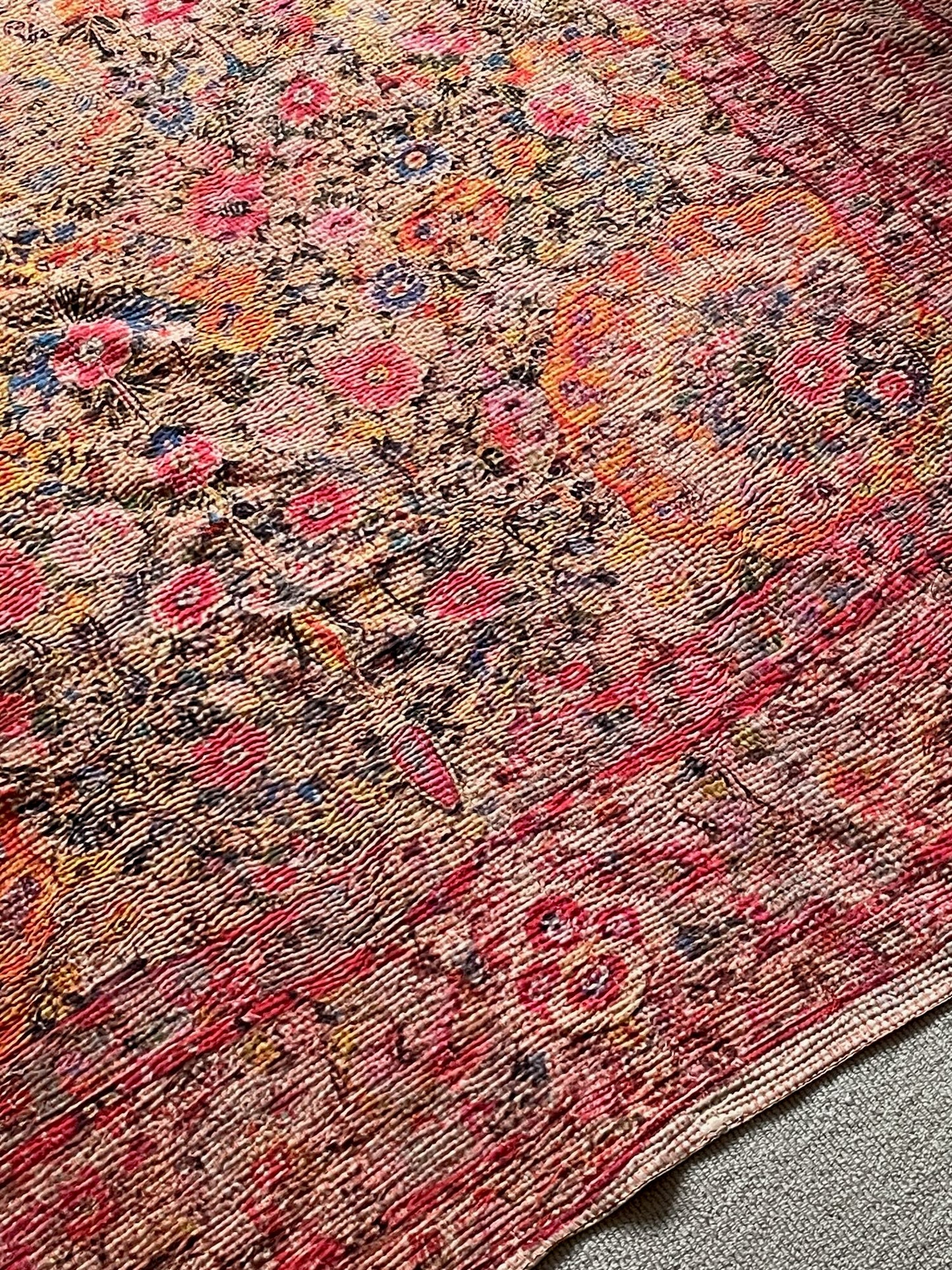 
                  
                    soft pink floral printed kantha quilt persian carpet design sofa throw single double size  washable
                  
                