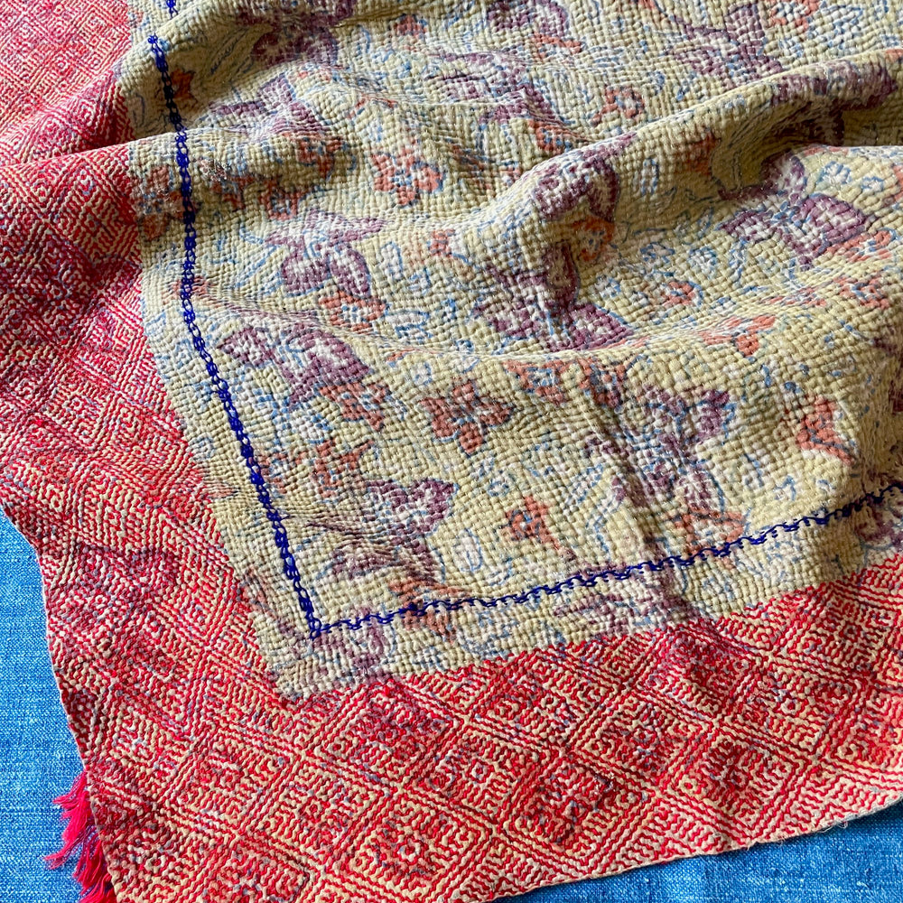 
                  
                    pretty soft colours vintage kantha quilt bedspread sofa throw hand stitched block print comforter
                  
                