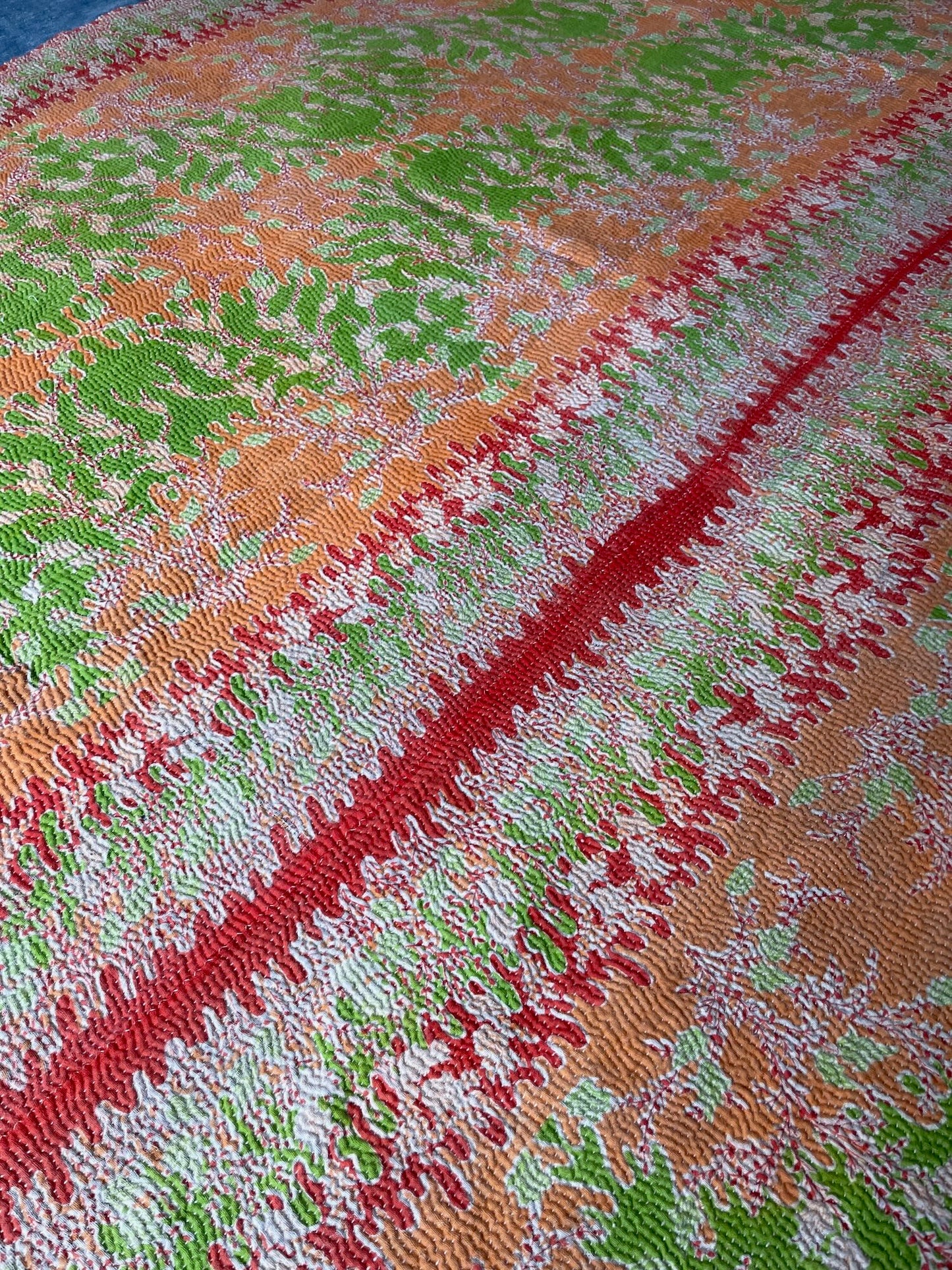 
                  
                    orange red green kantha quilt cotton single bedspread hand stitched machine washable uk sofa throw
                  
                
