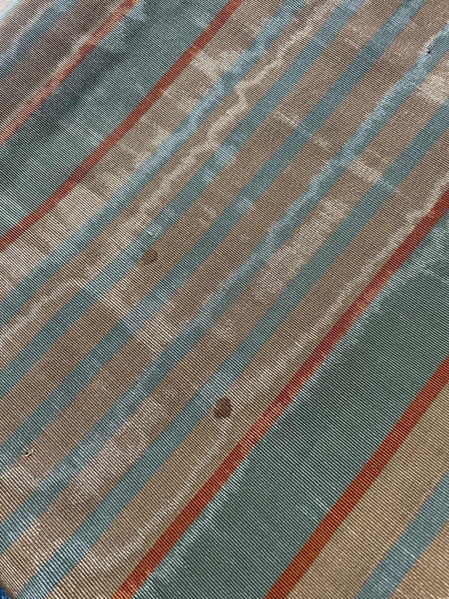 
                  
                    blue beige orange striped silk fabric moire panel sewing material for cushions,garments antique 
                  
                