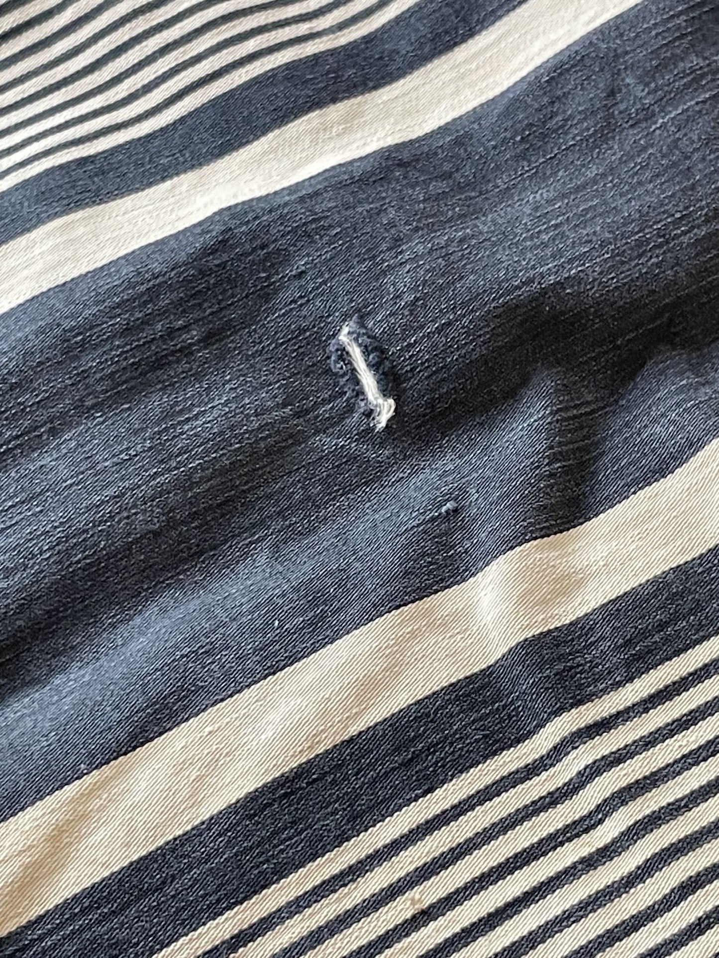 
                  
                    antique french mattress ticking cover navy blue and white stripe cotton hard wearing upholstery
                  
                