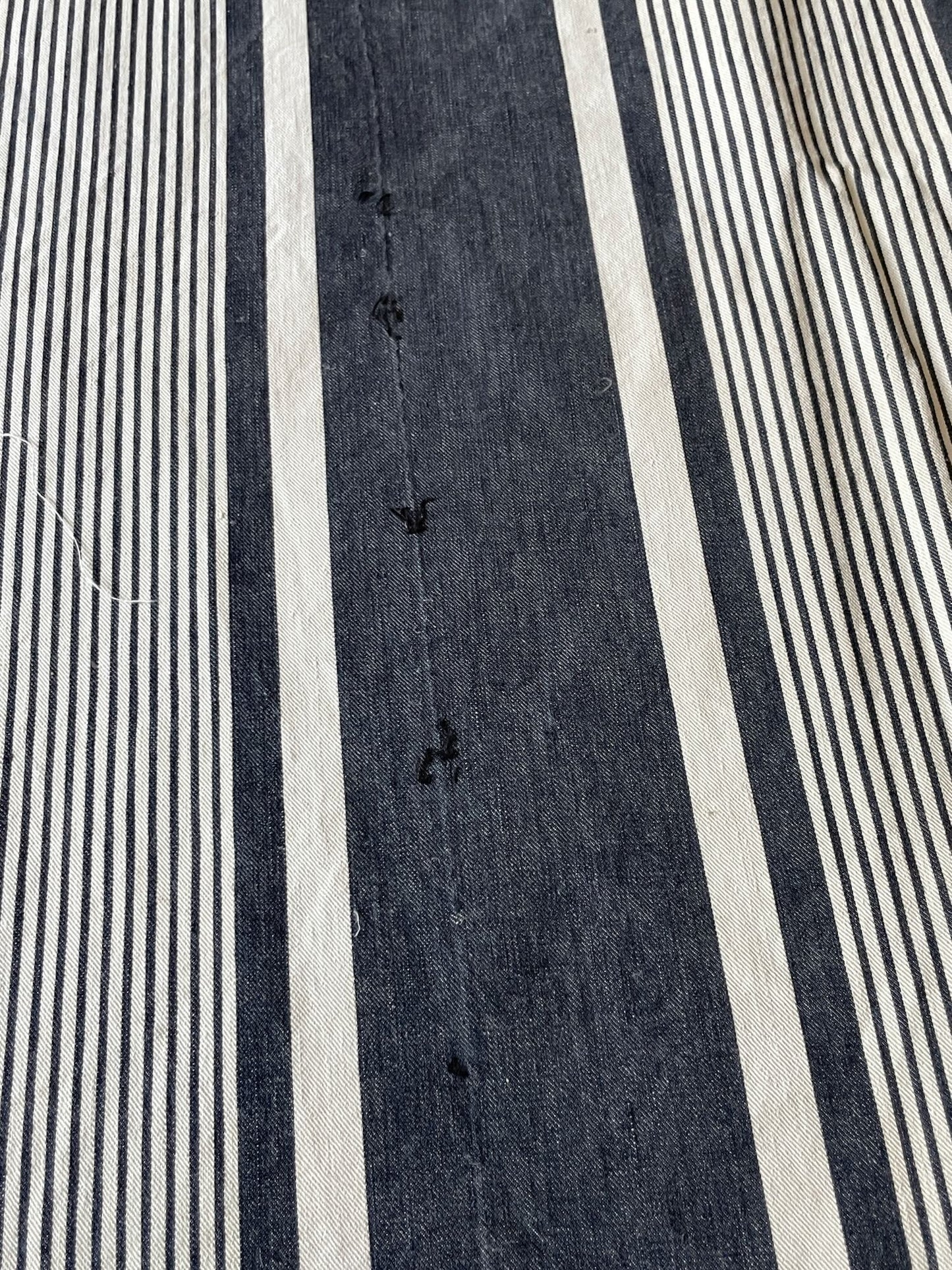 
                  
                    Antique French Ticking Fabric Navy Stripe 2.6m Long
                  
                