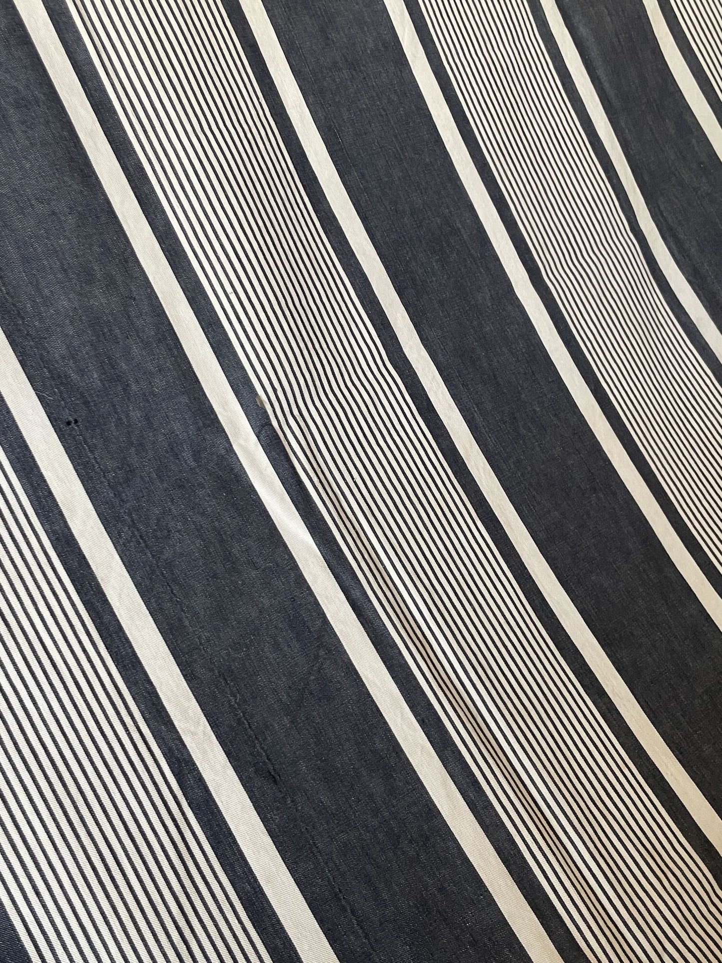
                  
                    Antique French Ticking Fabric Navy Stripe 2.6m Long
                  
                