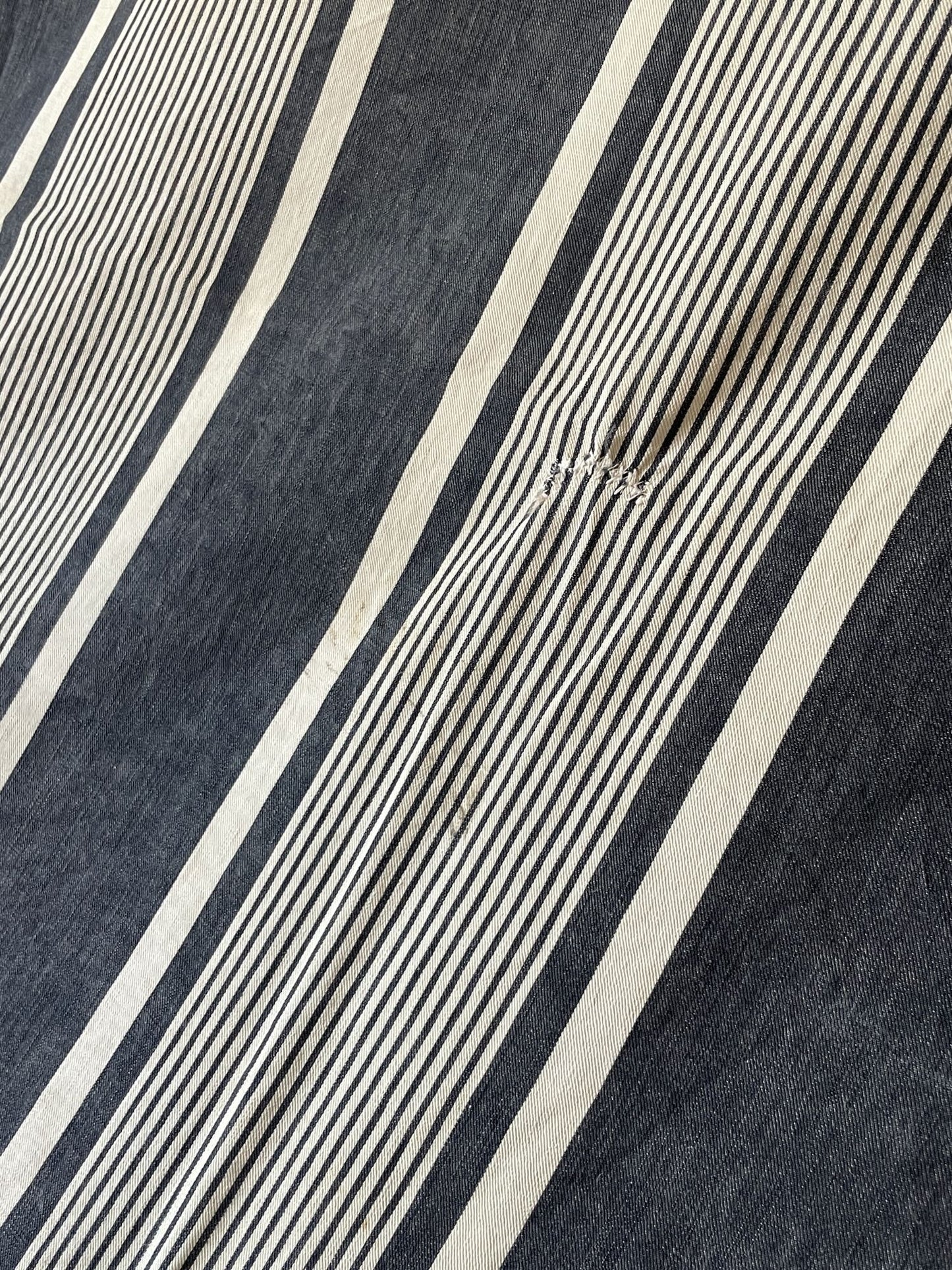 
                  
                    Antique French Ticking Fabric Navy Stripe 2.6m Long
                  
                