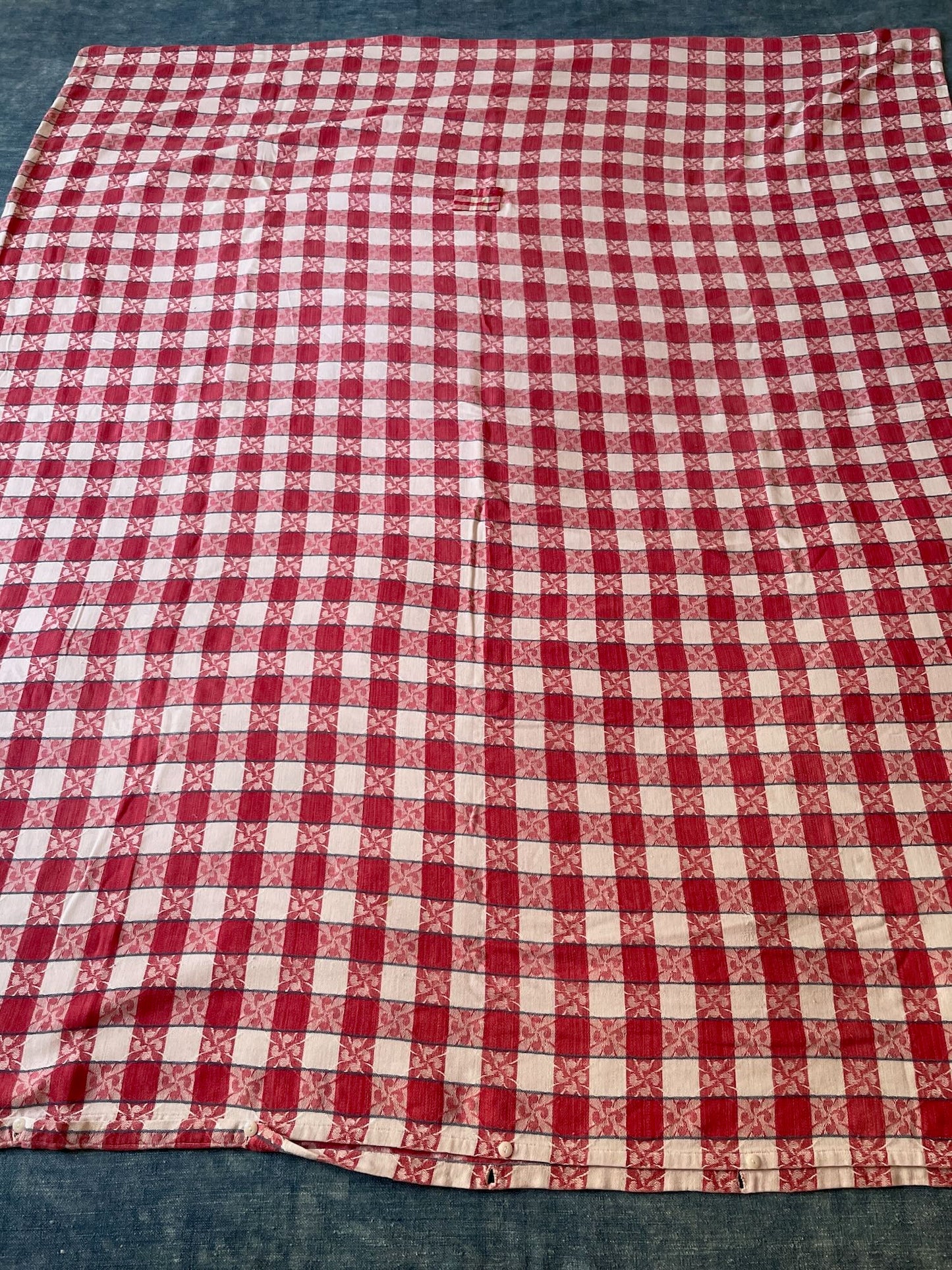 
                  
                    red white blue check alsace kelsch fabric cotton bedcover sewing fabric antique rustic material
                  
                