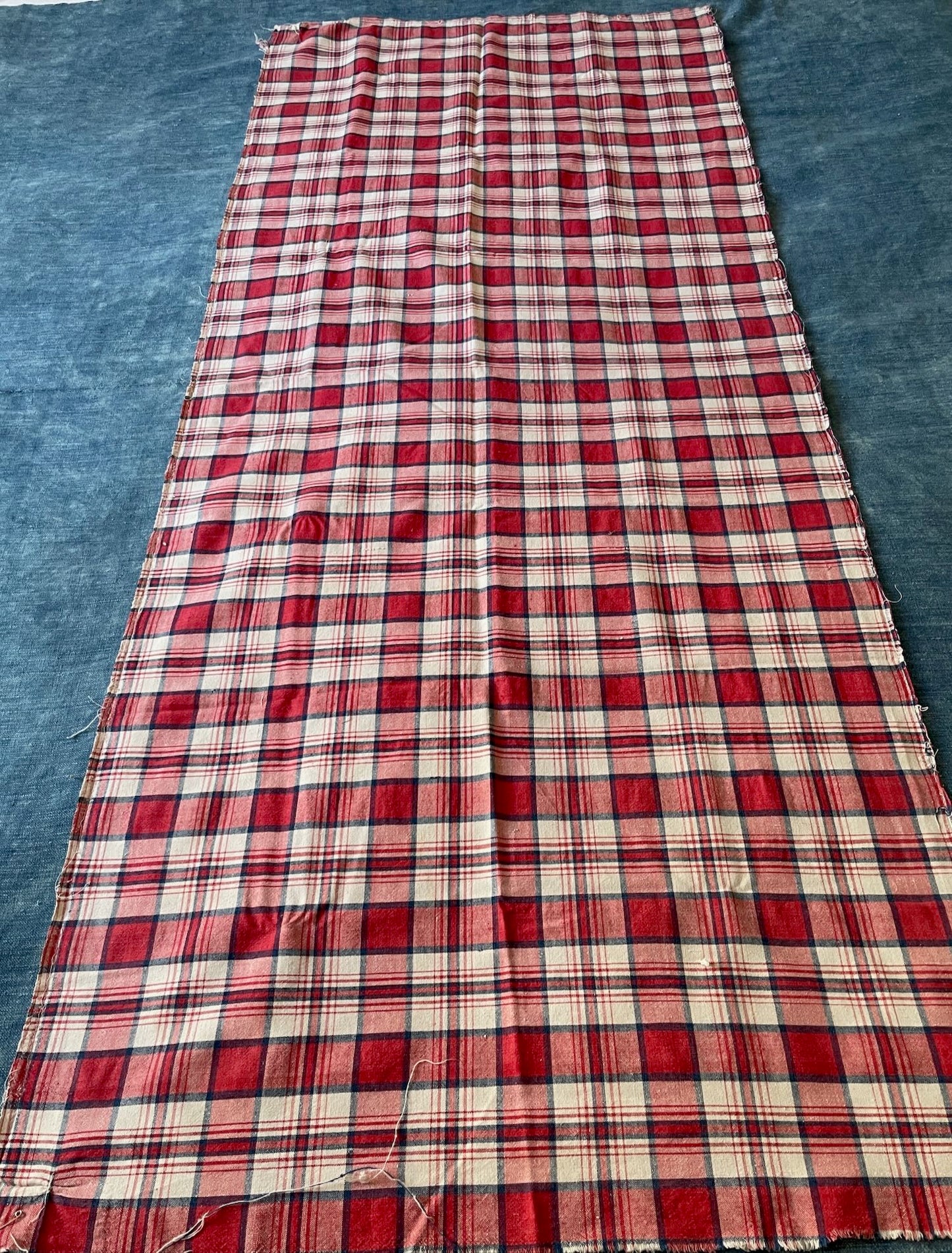 check plaid red white blue sewing fabric linen cotton blend for cushions, projects alsace kelsch