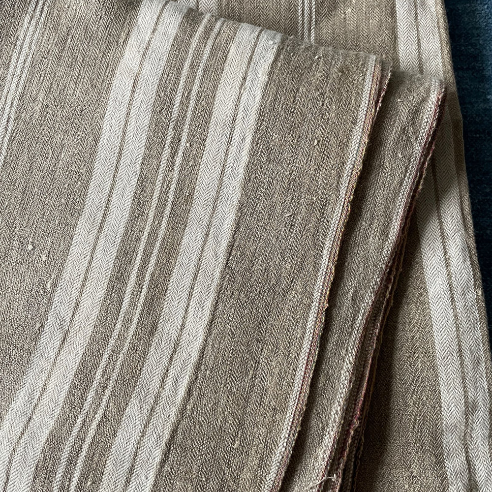 
                  
                    brown grey cream antique french ticking fabric striped upholstery material cushions 4 metres
                  
                