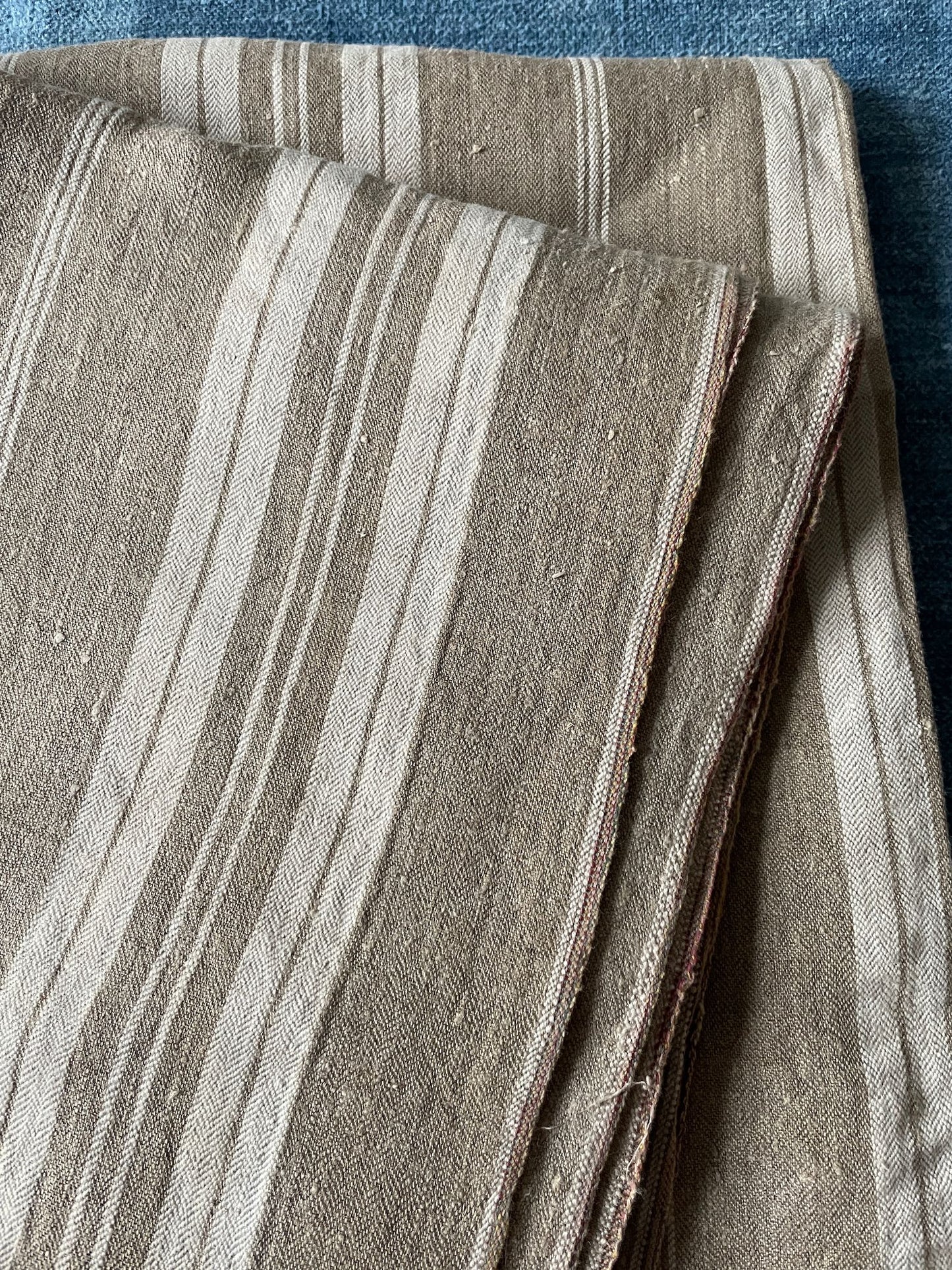 
                  
                    brown grey cream antique french ticking fabric striped upholstery material cushions 4 metres
                  
                