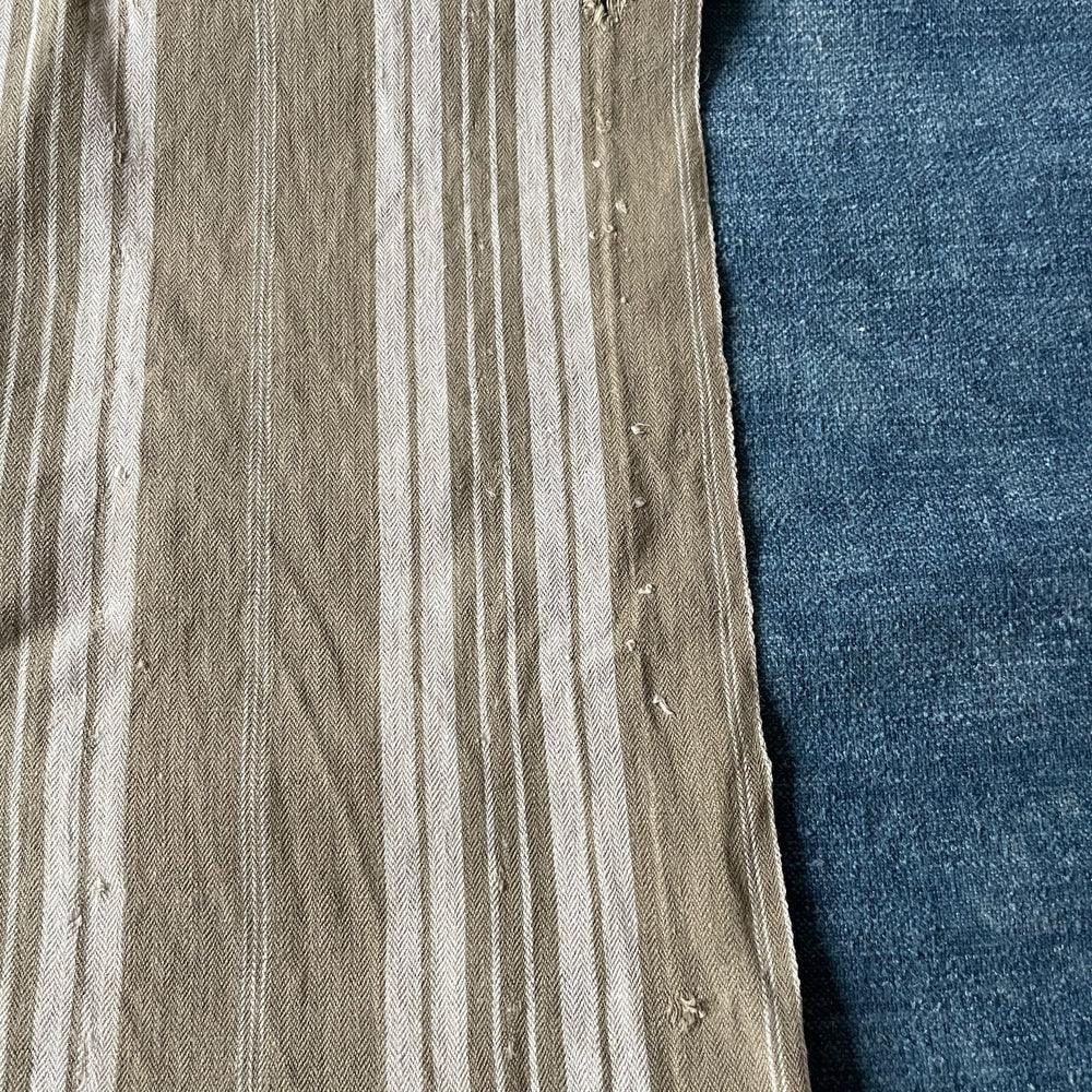 
                  
                    striped fabric remnant toile de matelas grey upholstery cushion material vintage french textiles
                  
                