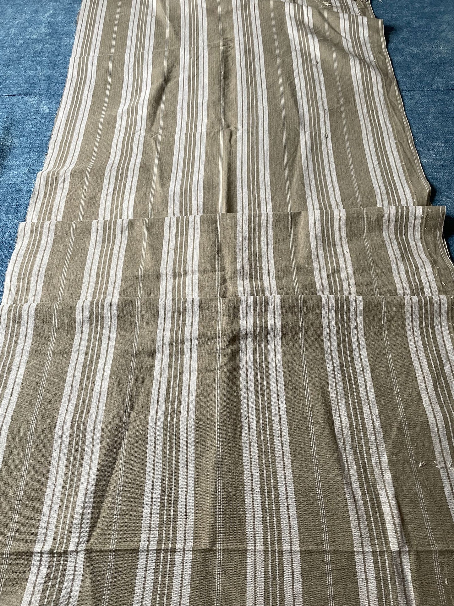 
                  
                    striped fabric remnant toile de matelas grey upholstery cushion material vintage french textiles
                  
                