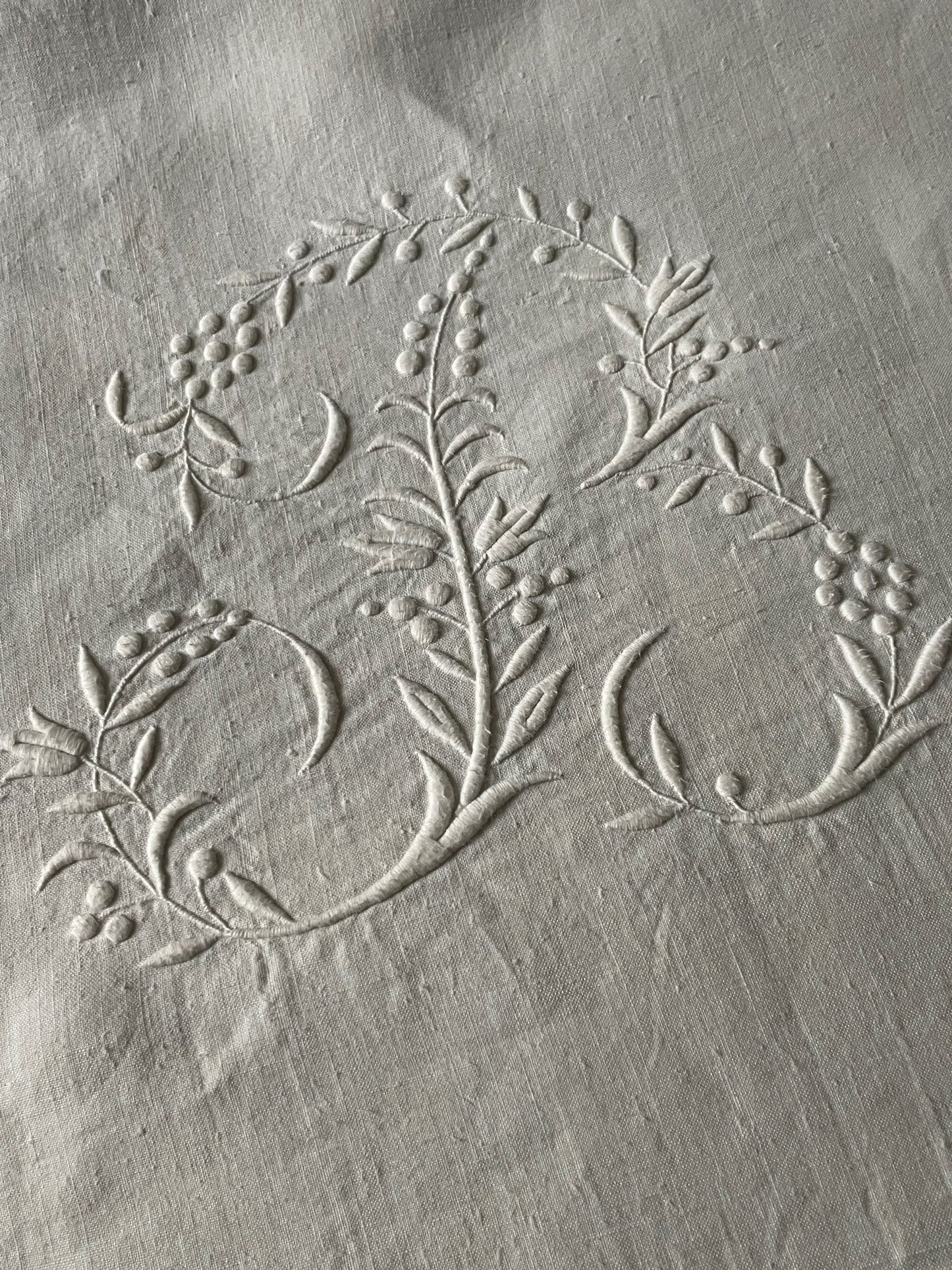 
                  
                    antique french linen sheet large flat sheet monogrammed AB beautiful embroidery bedspread
                  
                