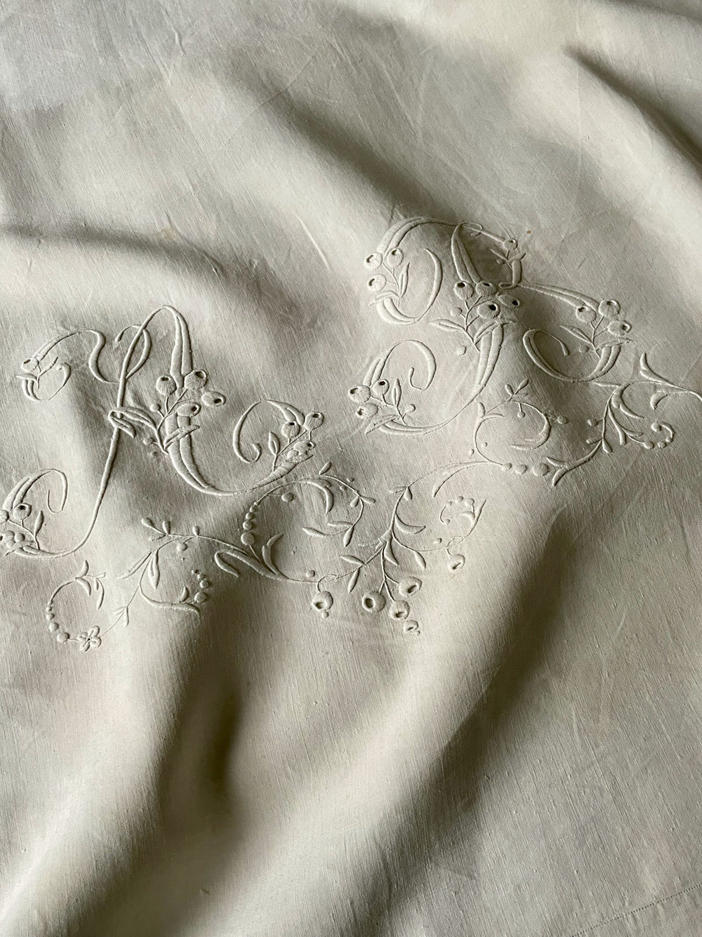 antique french linen bed sheet double flat sheet embroidered AB white bedspread curtain