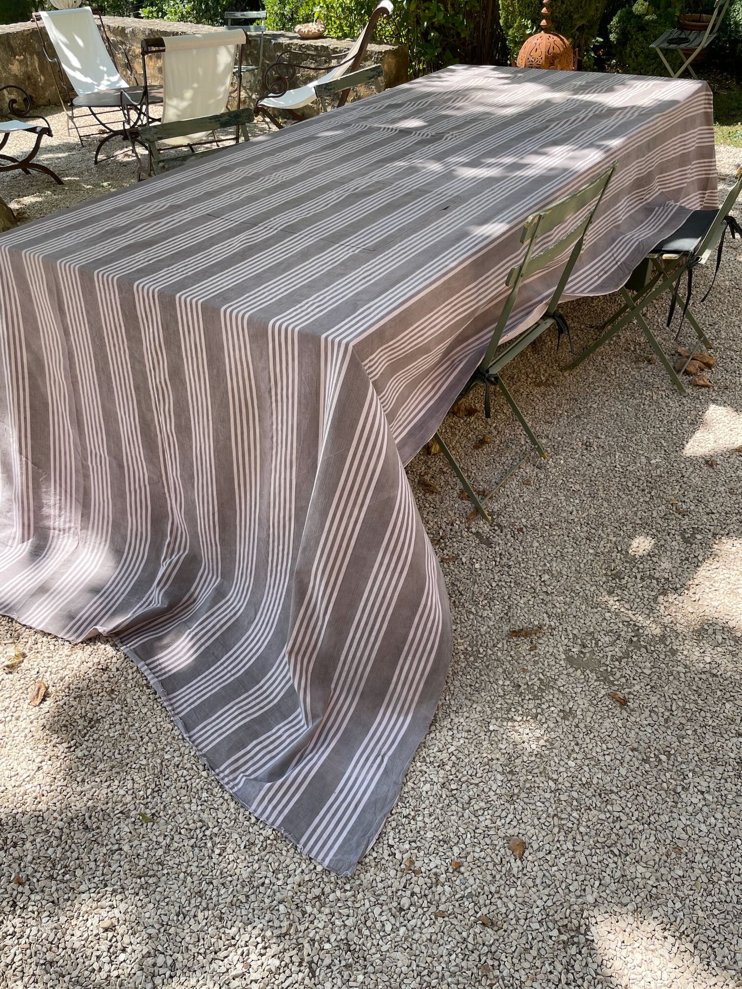 
                  
                    antique french ticking striped fabric cotton grey white toile de matelas 4 metres upholstery fabric
                  
                